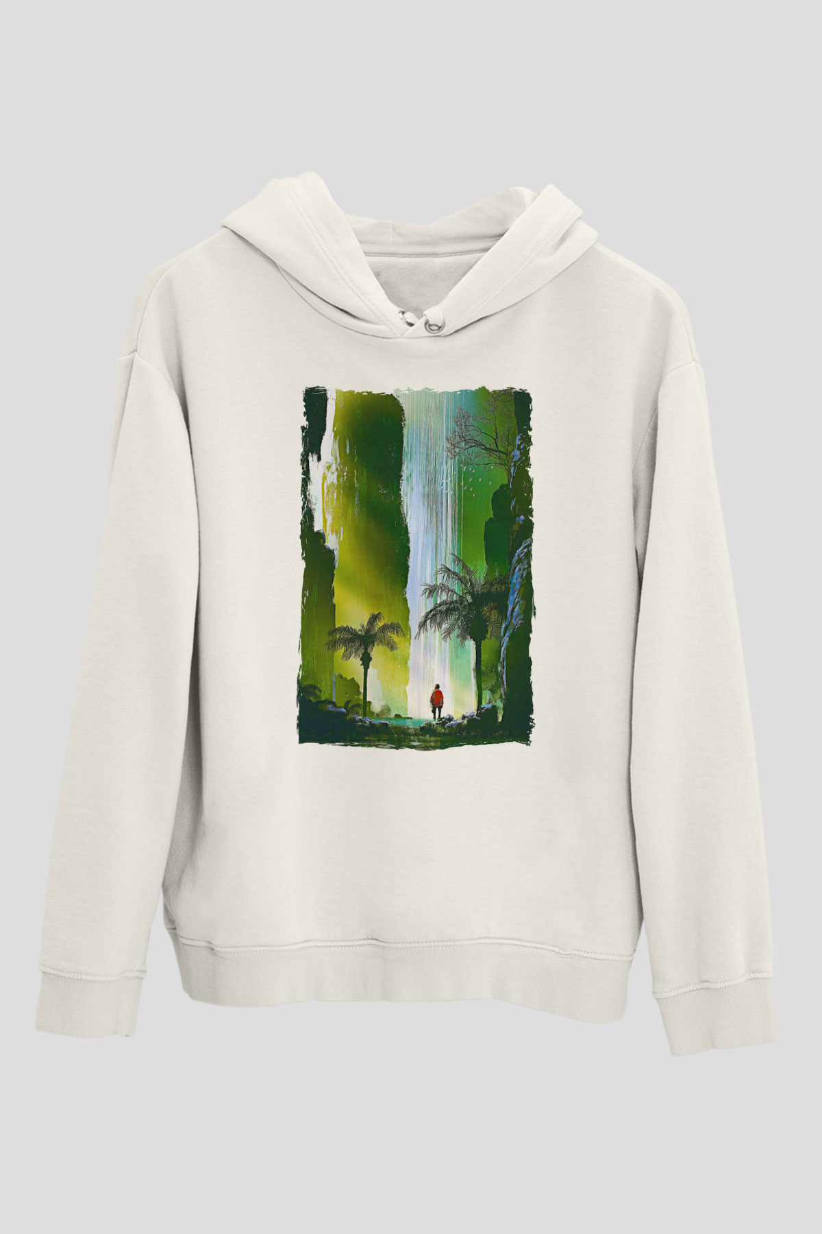 Jumanji Baskılı Beyaz Unisex Hoodie