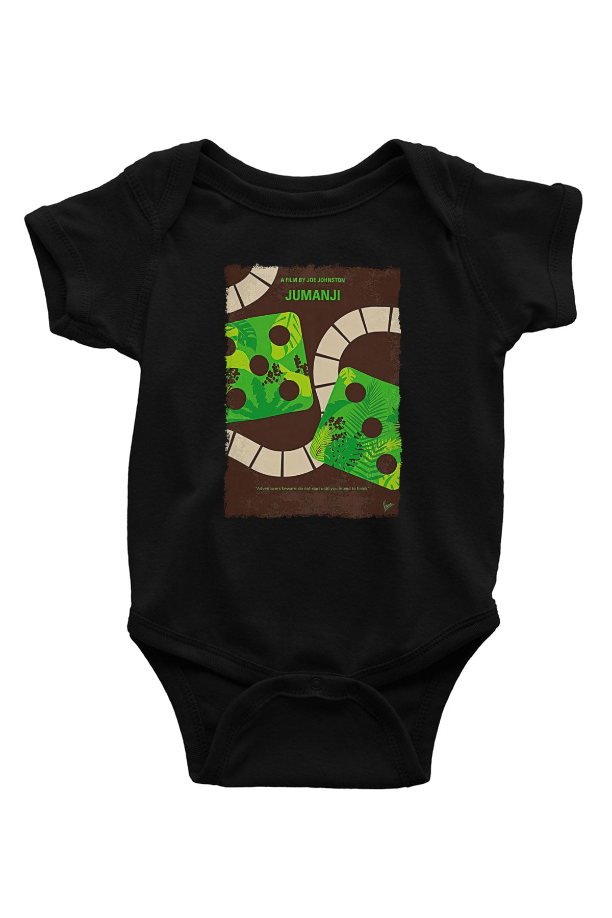 Jumanji Baskılı Unisex Siyah Bebek Body - Zıbın
