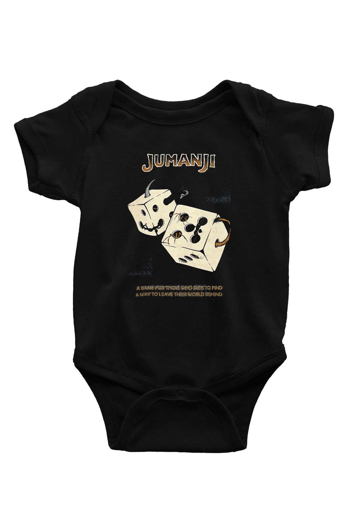 Jumanji Baskılı Unisex Siyah Bebek Body - Zıbın