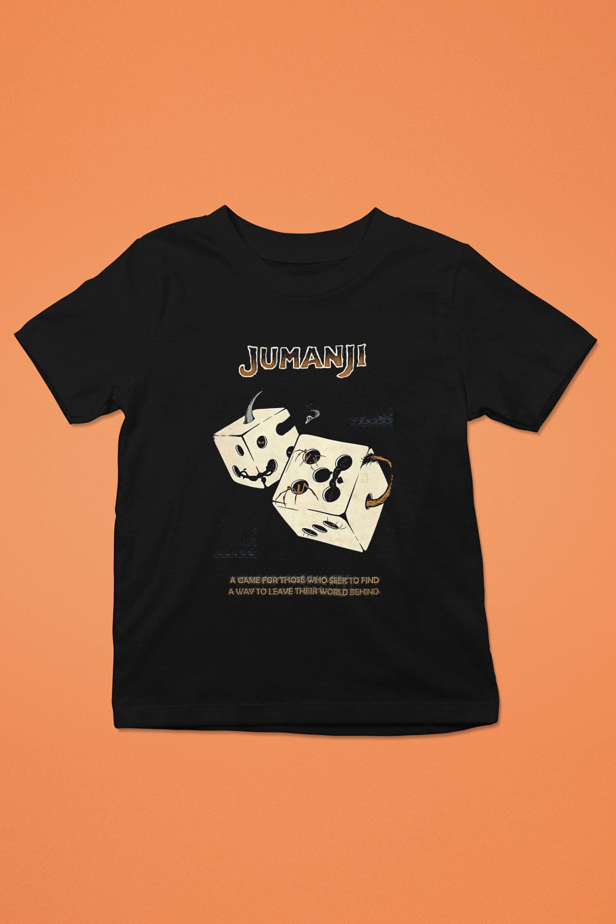 Jumanji Baskılı Unisex Siyah Çocuk Tişört - Tshirt