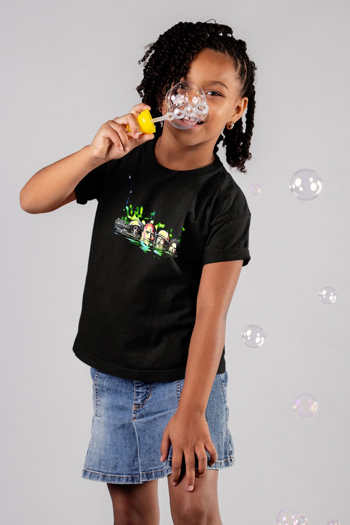 Jumanji Baskılı Unisex Siyah Çocuk Tişört - Tshirt