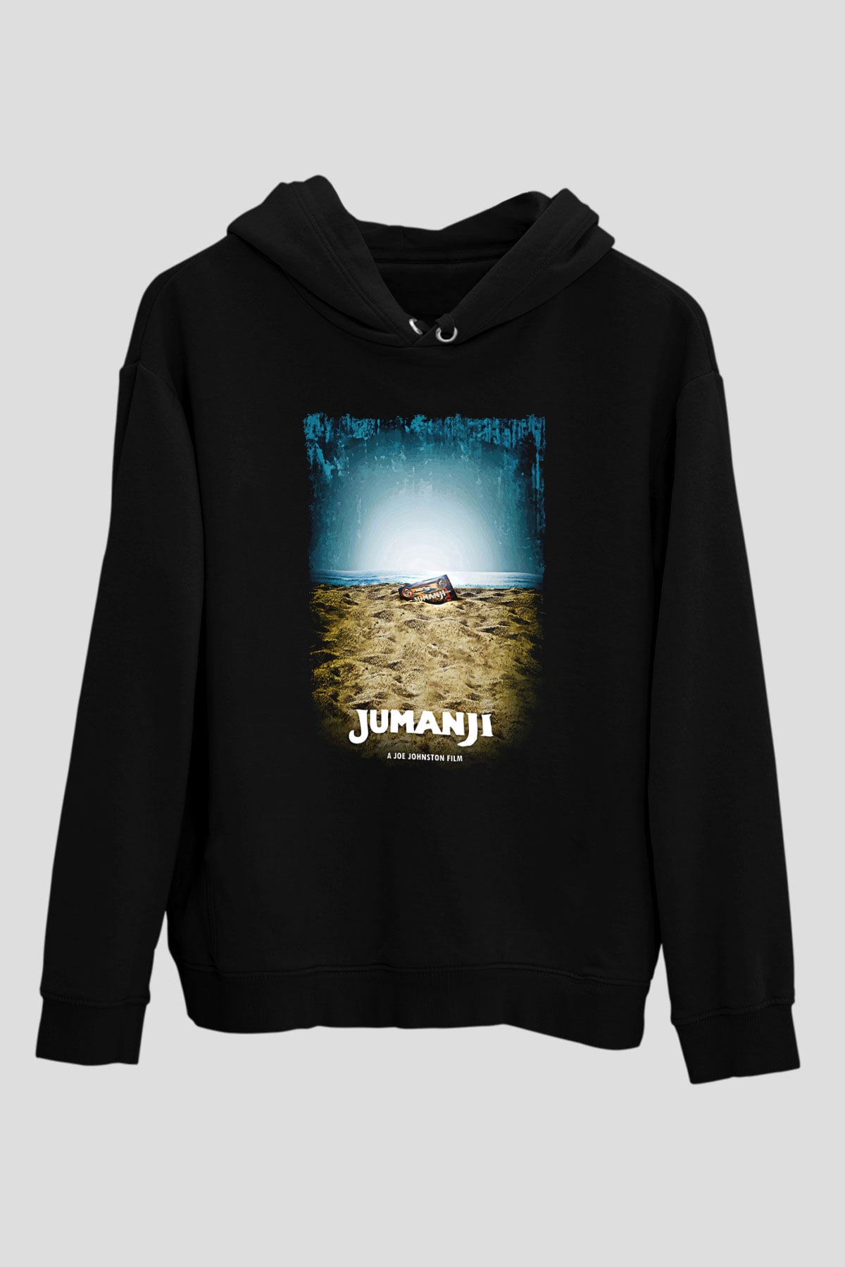 Jumanji Baskılı Unisex Siyah Hoodie