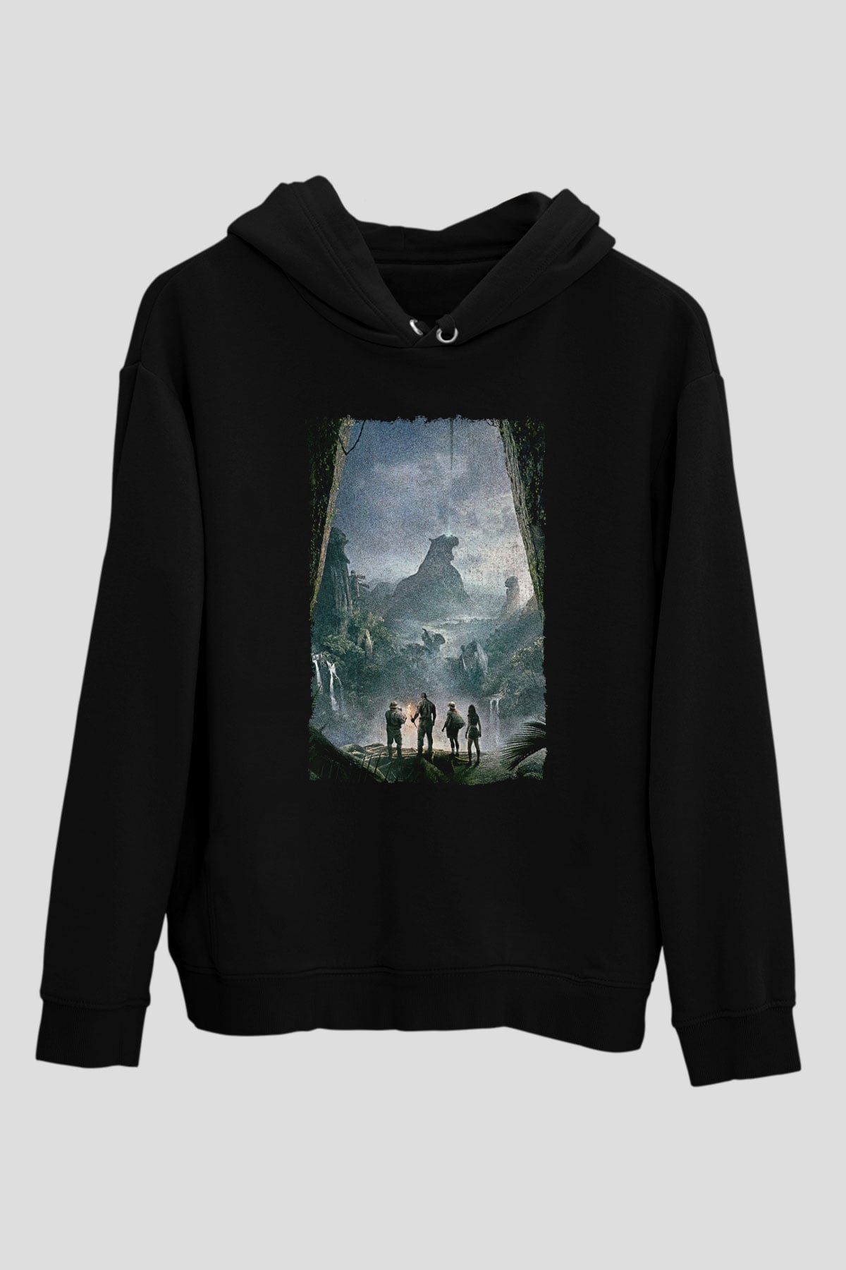 Jumanji Baskılı Unisex Siyah Hoodie