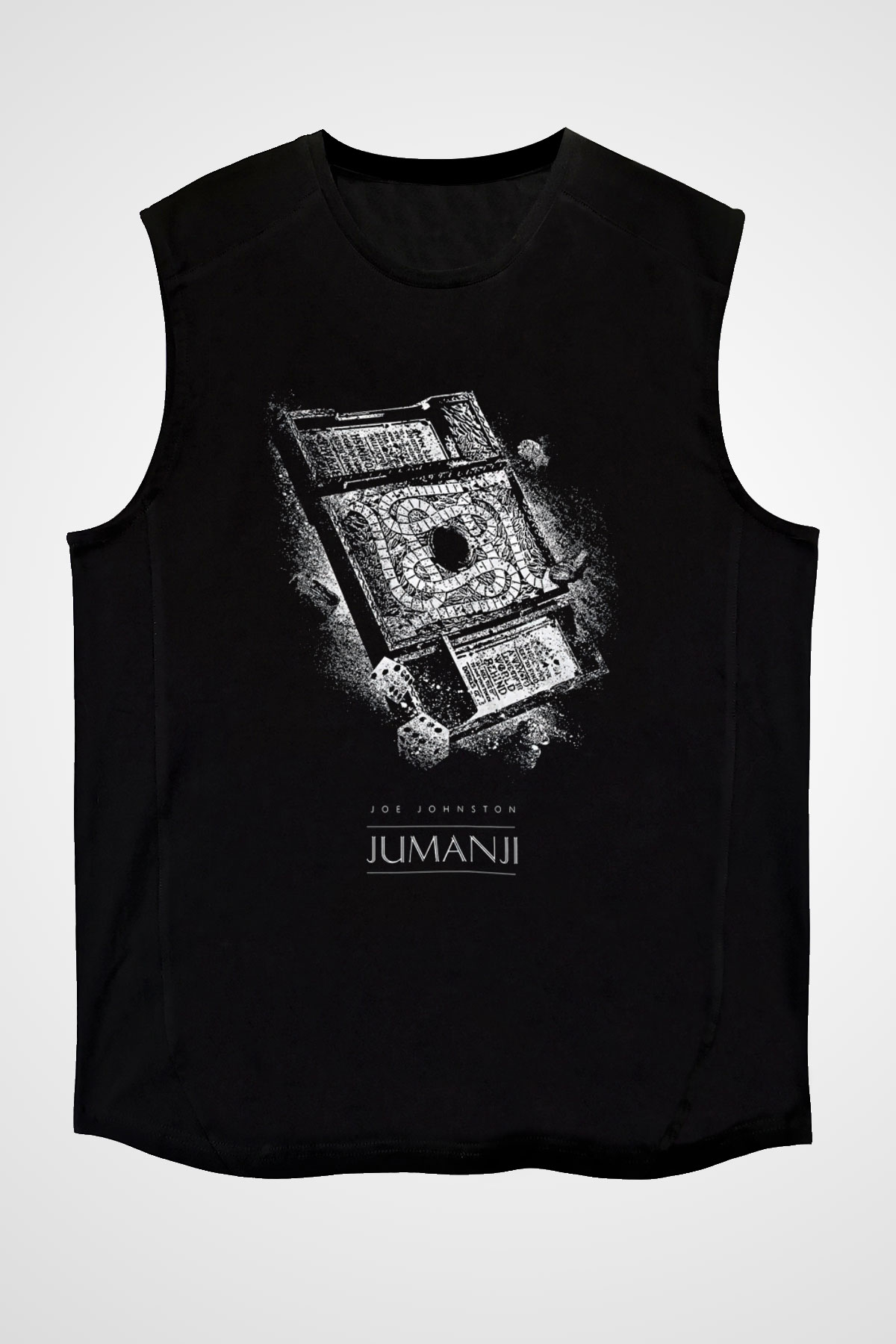 Jumanji Baskılı Unisex Siyah Kolsuz Tişört - Tshirt
