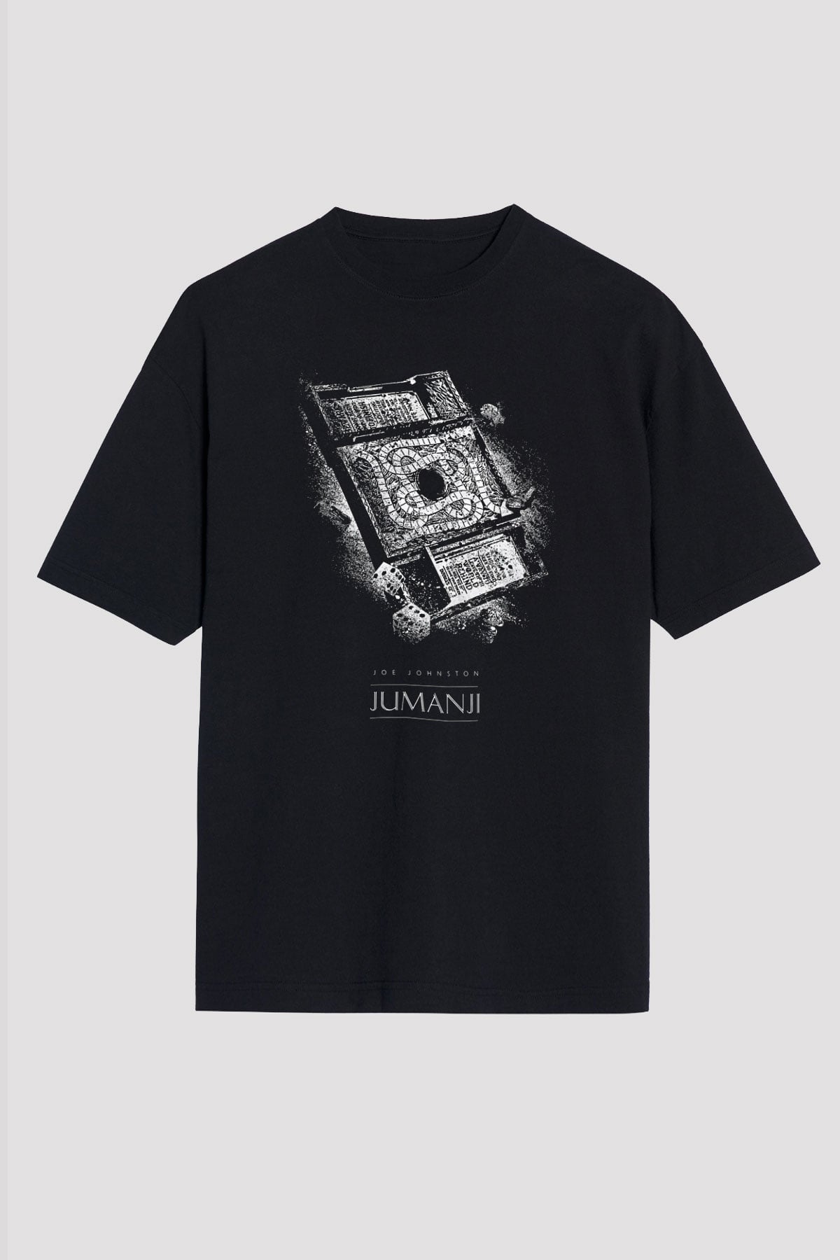 Jumanji Baskılı Unisex Siyah Oversize Tişört - Tshirt