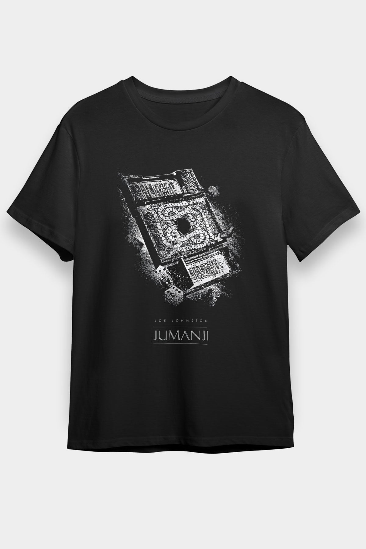 Jumanji Baskılı Unisex Siyah Tişört - Tshirt
