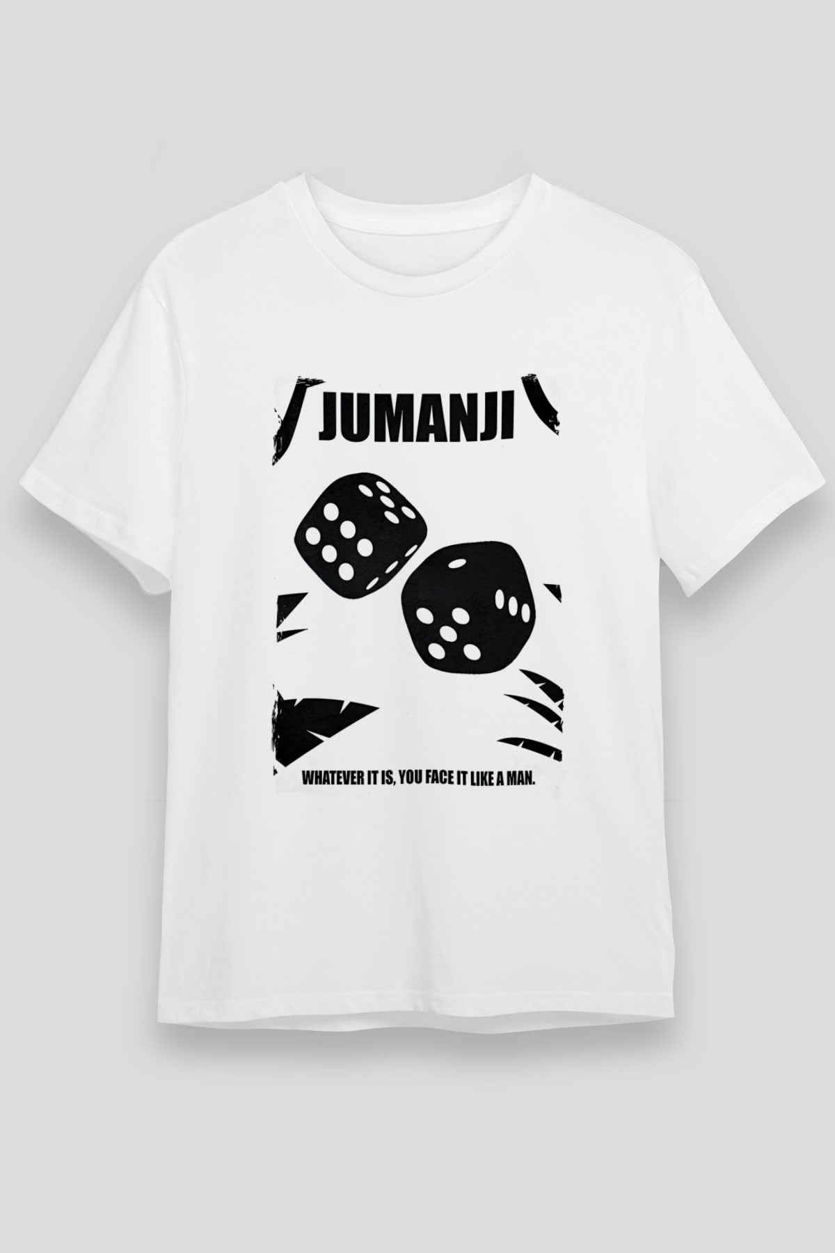 Jumanji Unisex Baskılı Beyaz Tişört - Tshirt