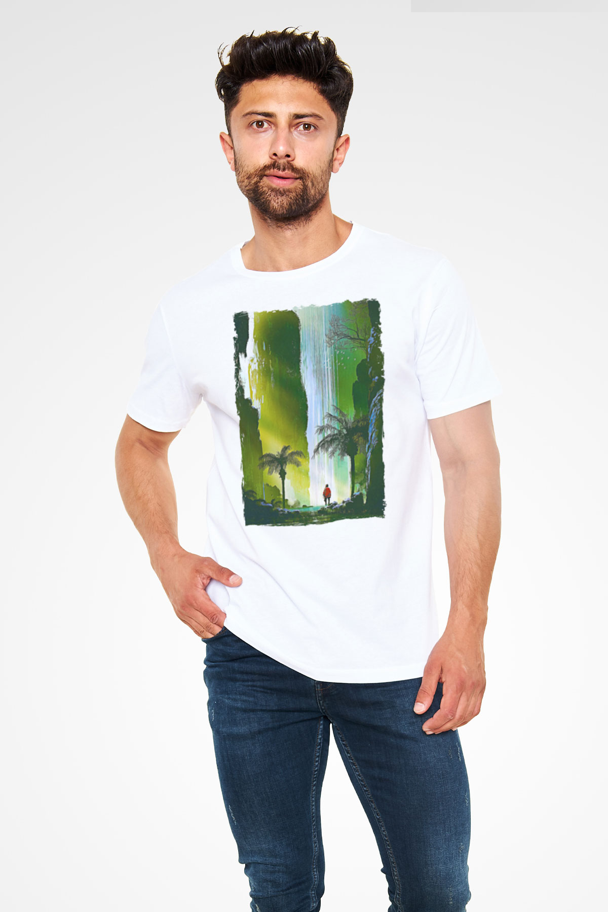 Jumanji Unisex Baskılı Beyaz Tişört - Tshirt