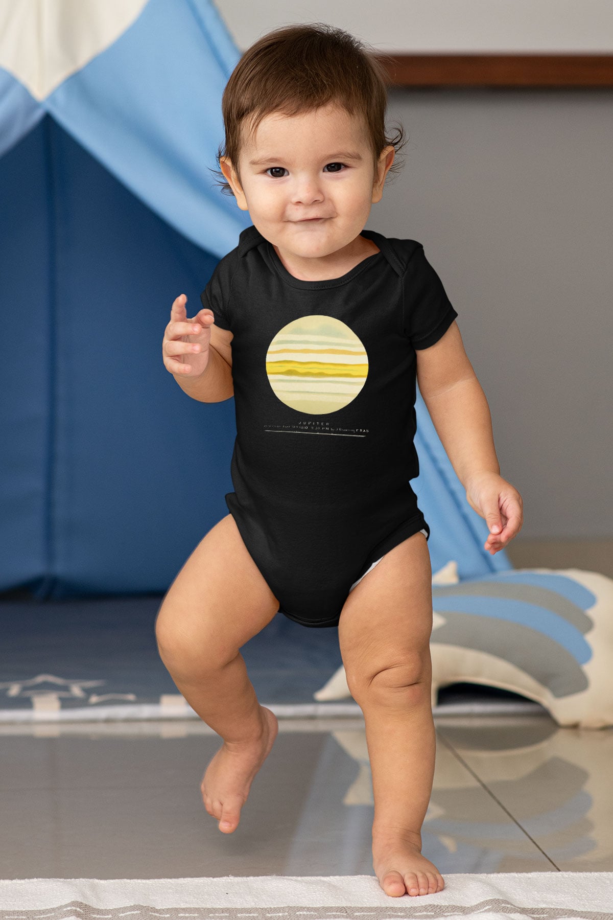 Jüpiter Baskılı Siyah Bebek Body - Zıbın