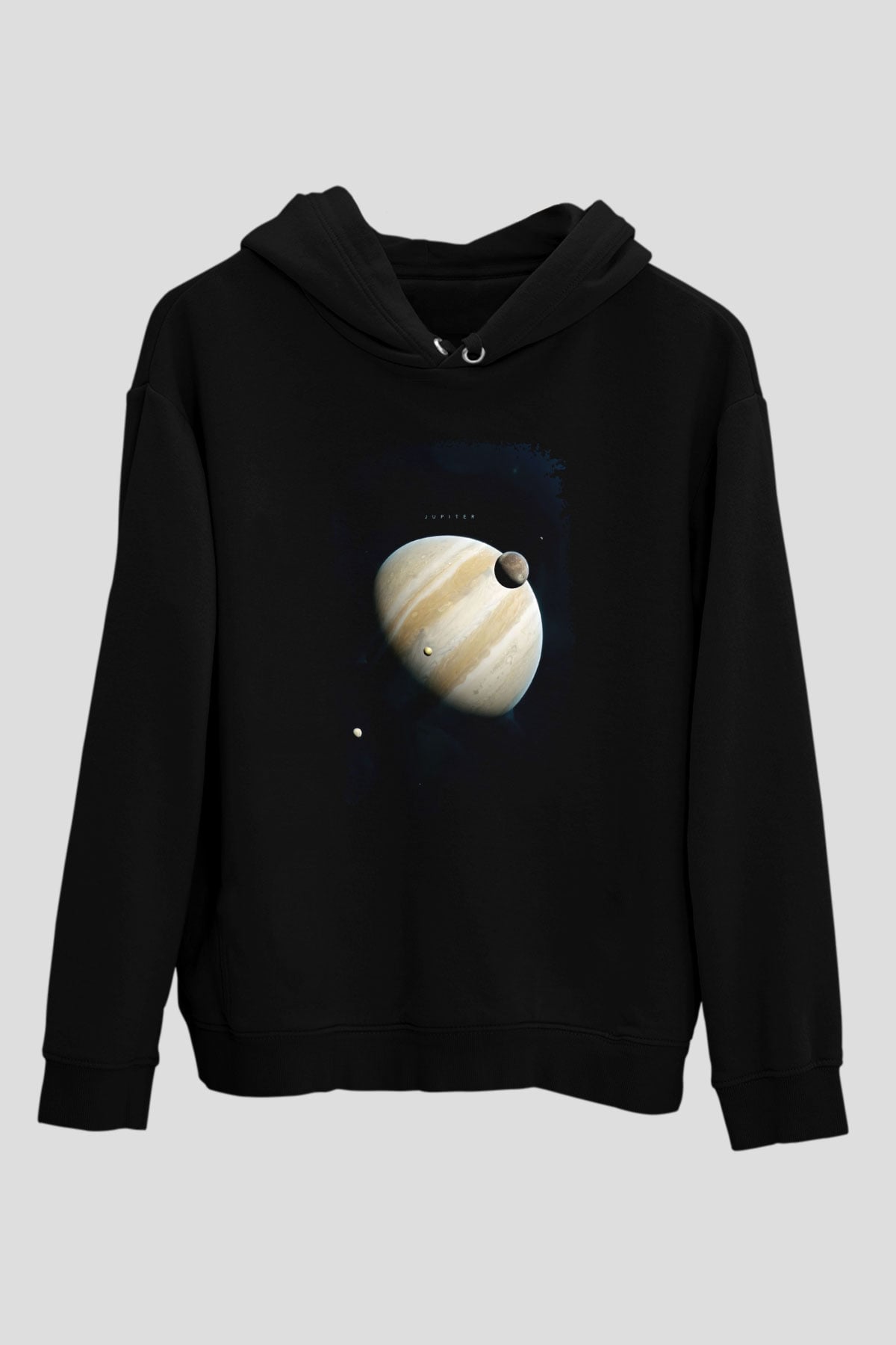 Jüpiter Fotoğraf Baskılı Unisex Siyah Hoodie