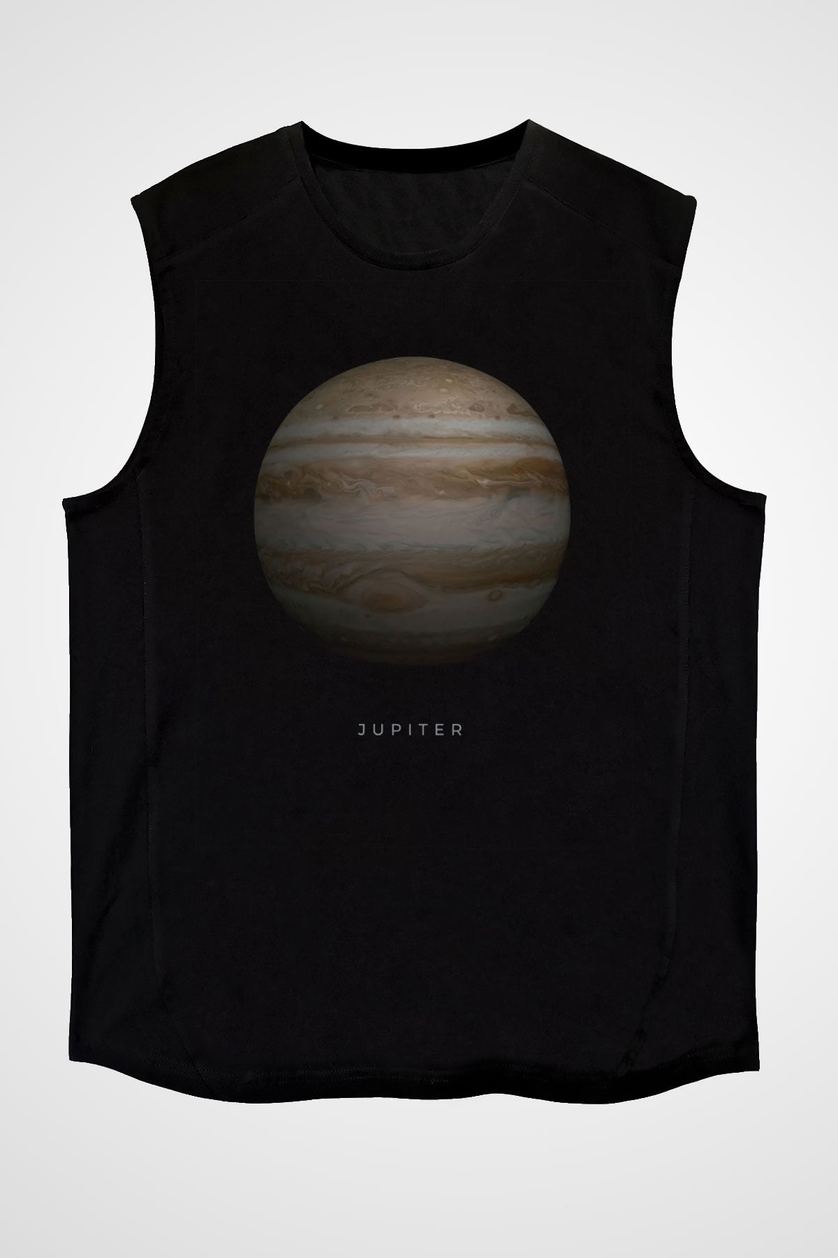 Jüpiter Gezegeni Baskılı Unisex Kolsuz Siyah Tişört - Tshirt
