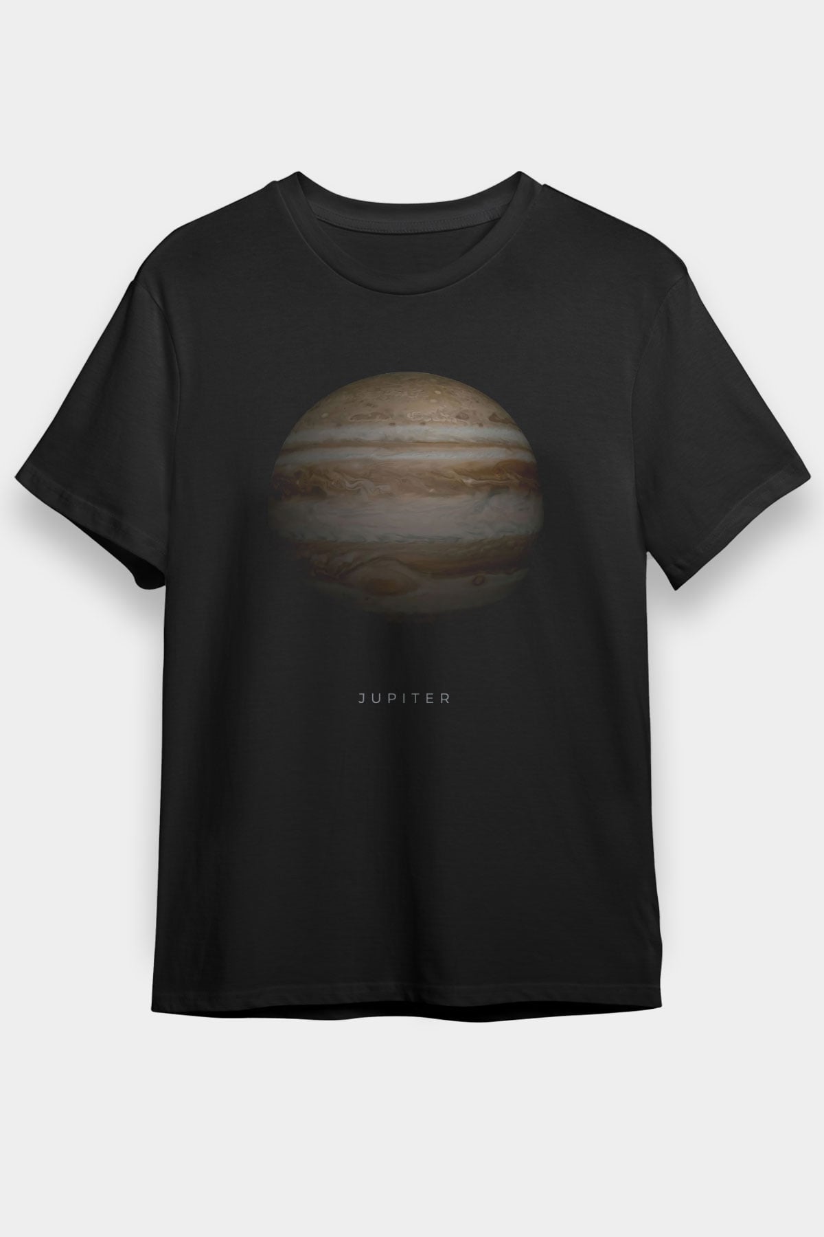 Jüpiter Gezegeni Baskılı Unisex Siyah Tişört - Tshirt