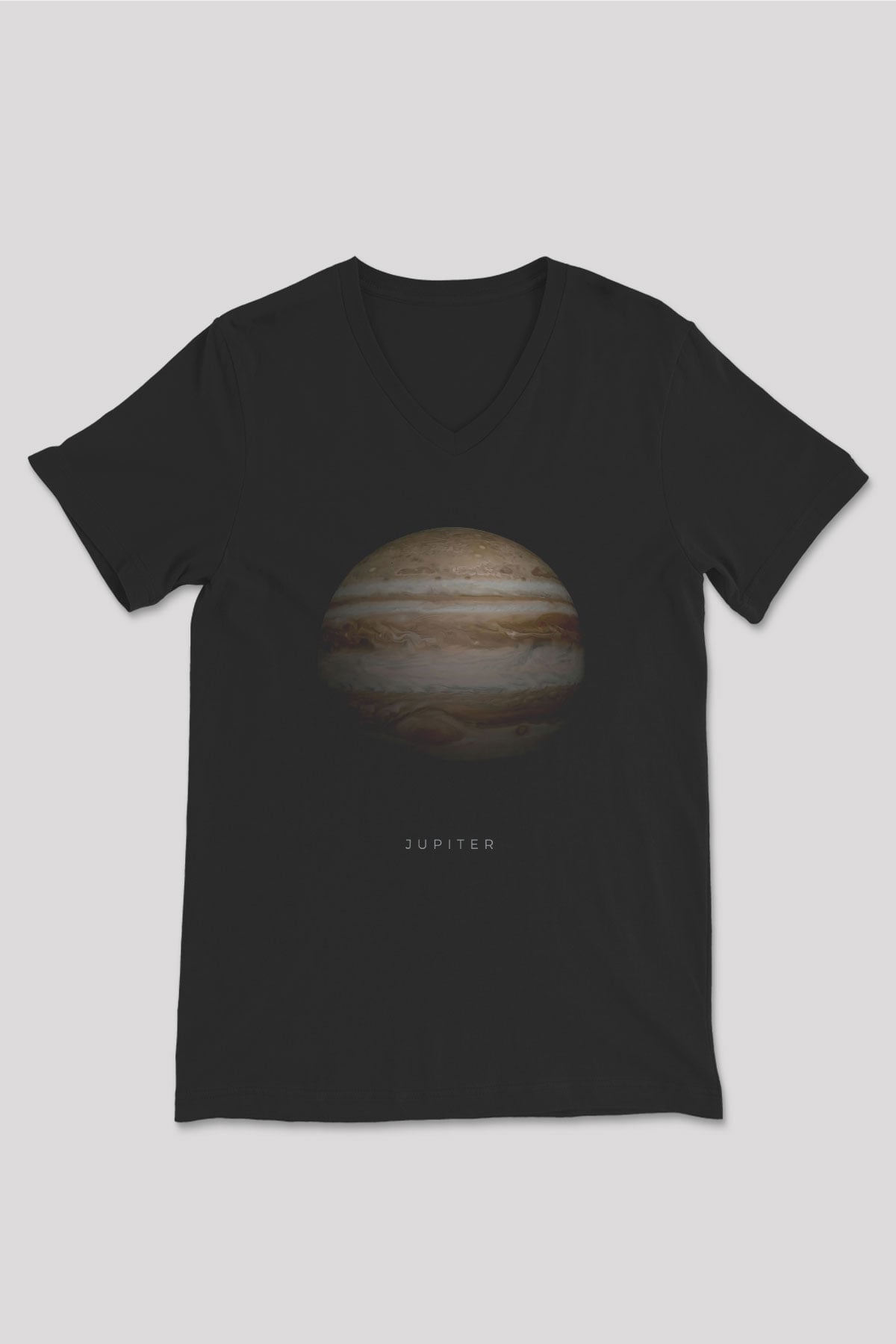 Jüpiter Gezegeni Baskılı Unisex V Yaka Siyah Tİşört - Tshirt