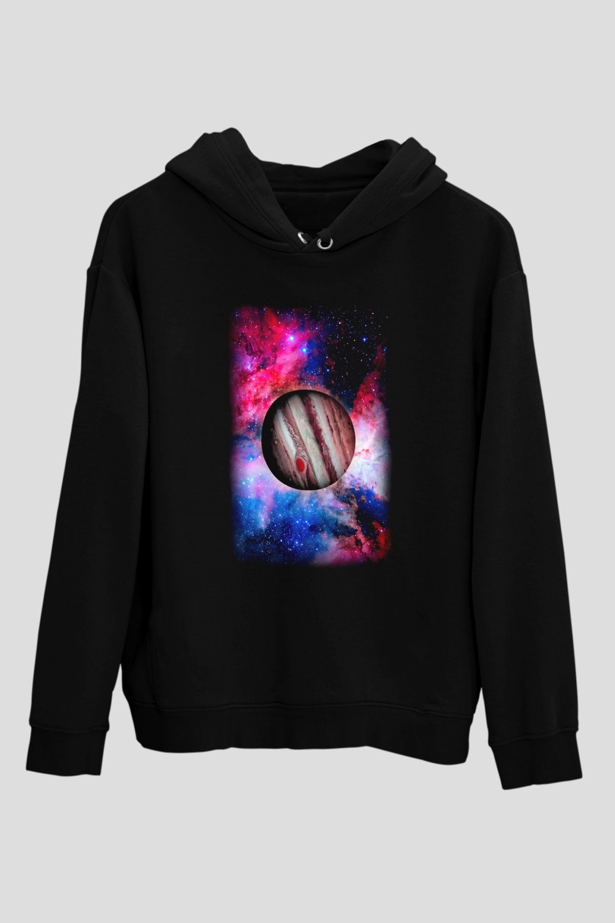 Jüpiter Siyah Unisex Kapüşonlu Sweatshirt