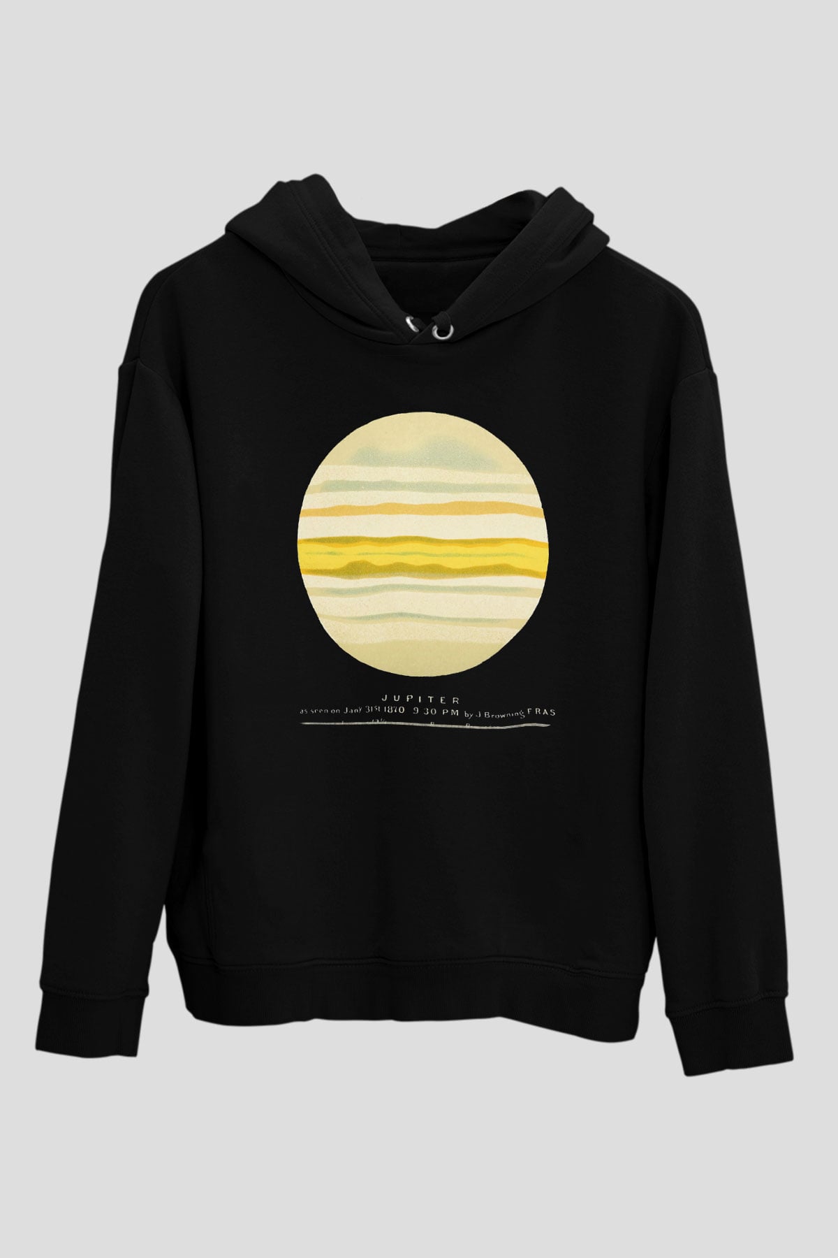 Jüpiter Siyah Unisex Kapüşonlu Sweatshirt