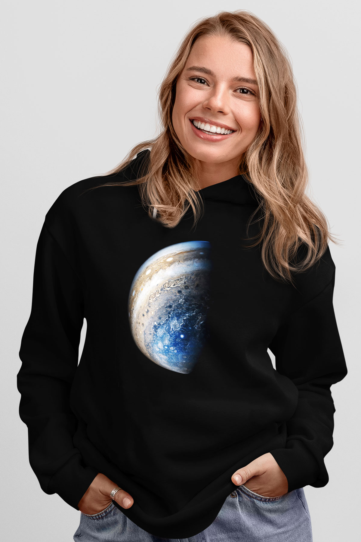 Jüpiter Siyah Unisex Kapüşonlu Sweatshirt