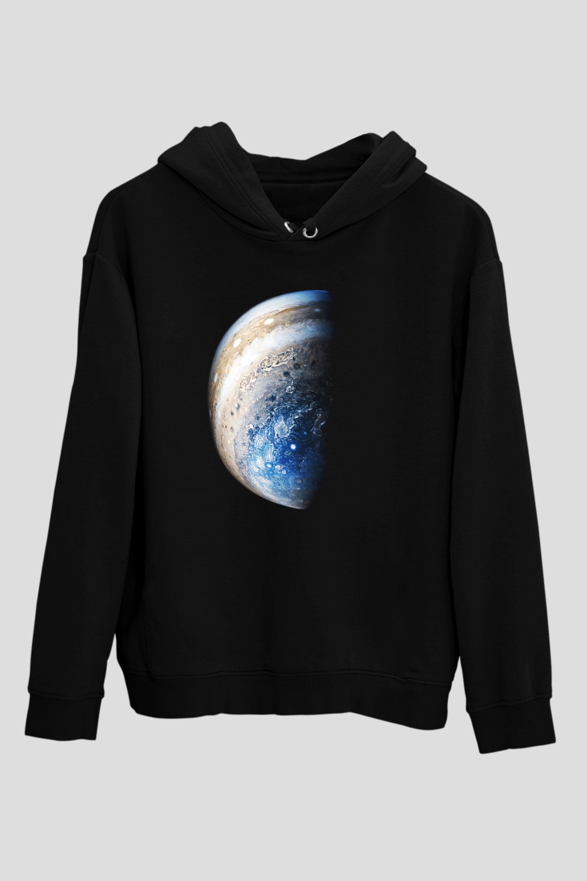 Jüpiter Siyah Unisex Kapüşonlu Sweatshirt