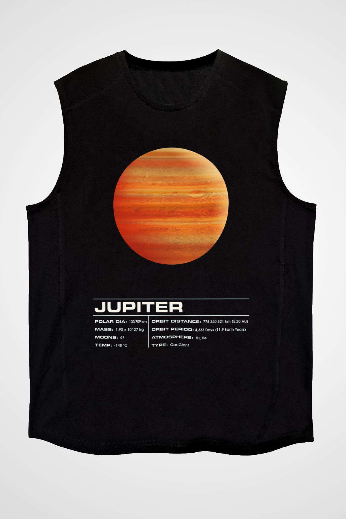 Jüpiter Siyah Unisex Kolsuz Tişört
