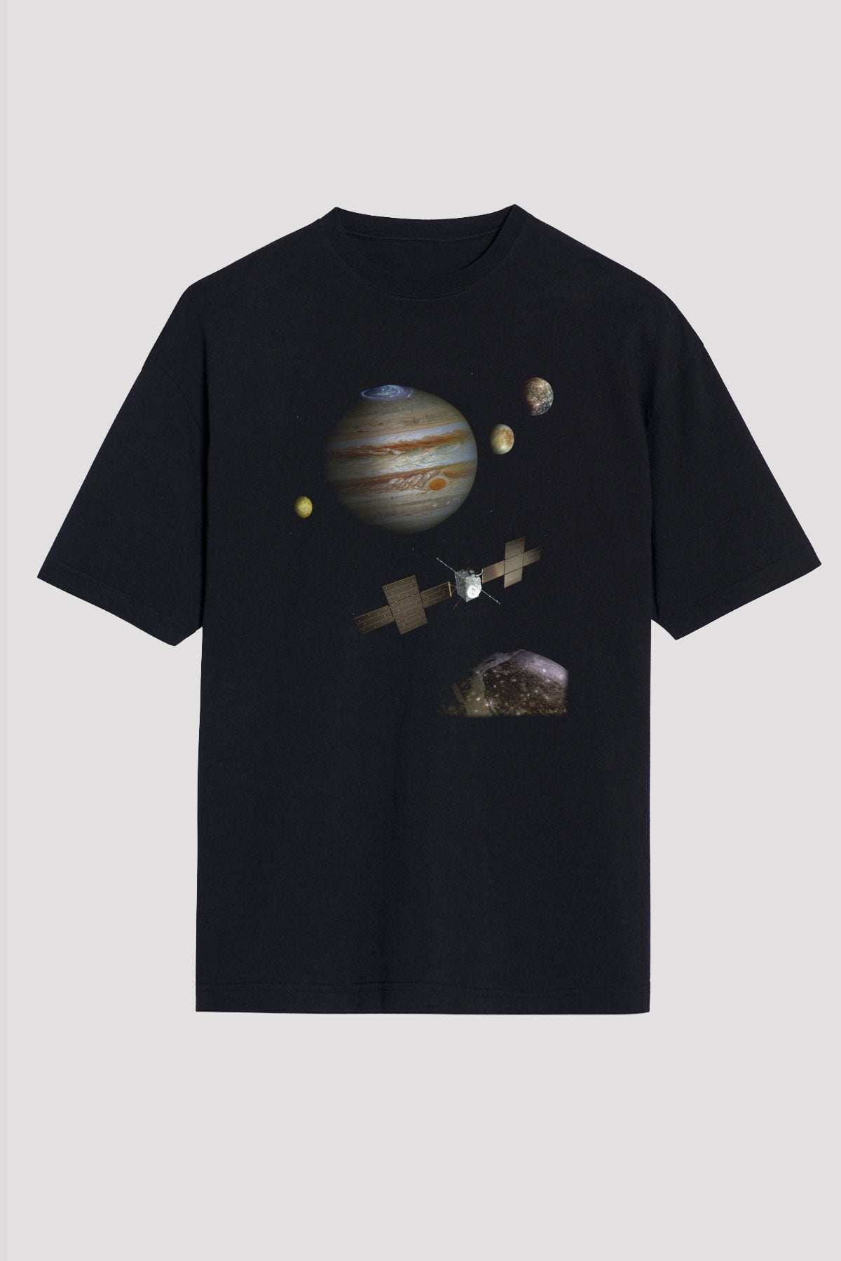 Jüpiter Siyah Unisex Oversize Tişört T-Shirt