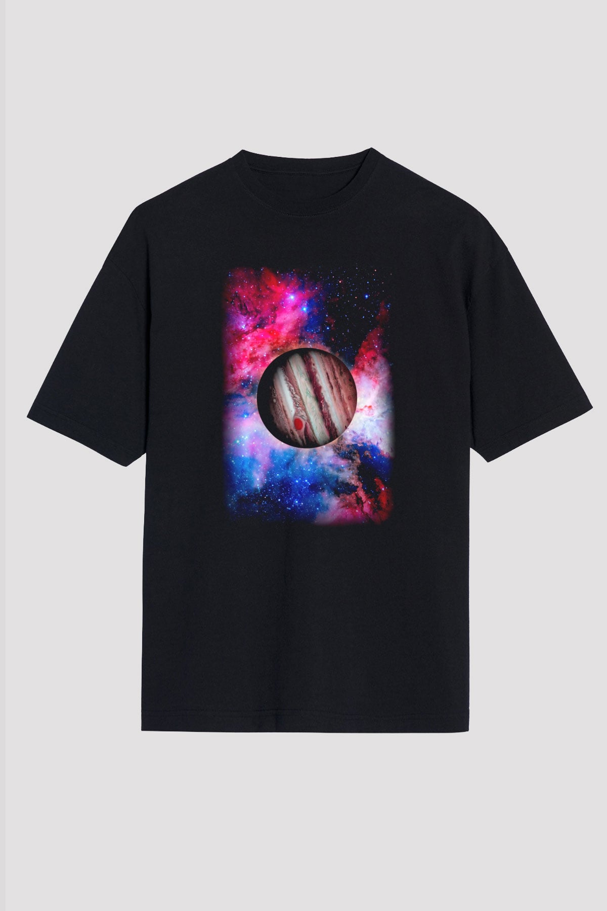 Jüpiter Siyah Unisex Oversize Tişört T-Shirt