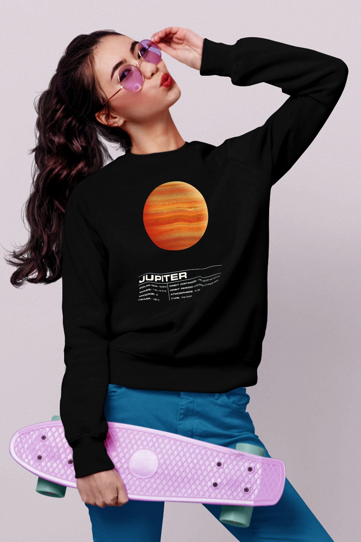 Jüpiter Siyah Unisex Sweatshirt