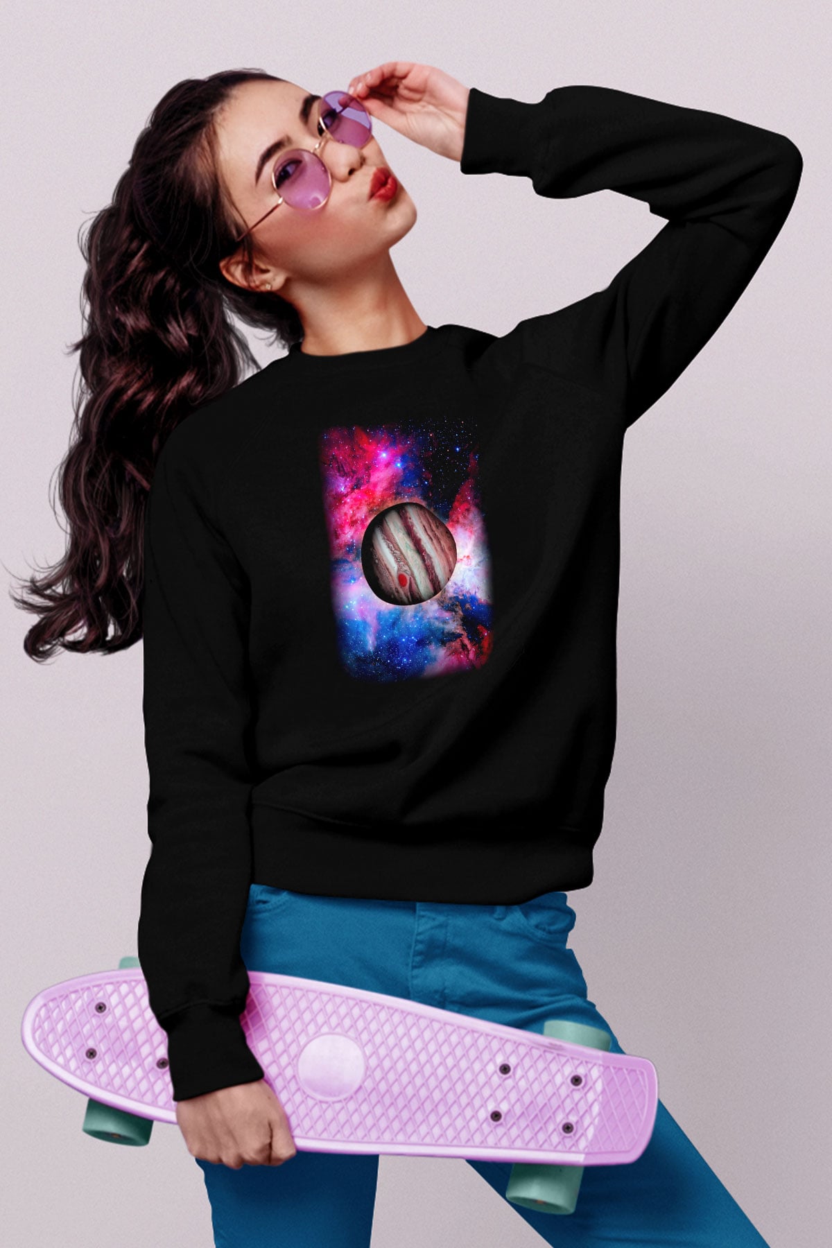 Jüpiter Siyah Unisex Sweatshirt