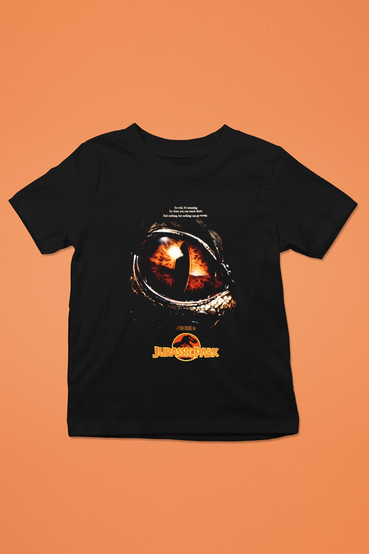Jurassic Park Baskılı Siyah Unisex Çocuk Tişört