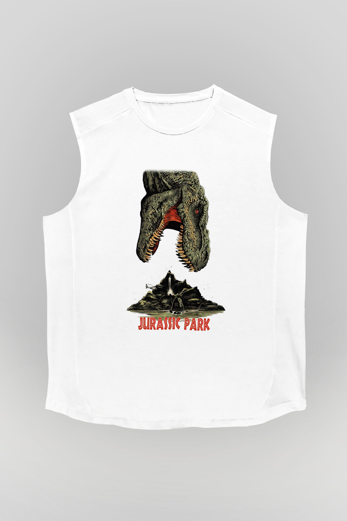 Jurassic Park Beyaz Unisex Kolsuz Tişört