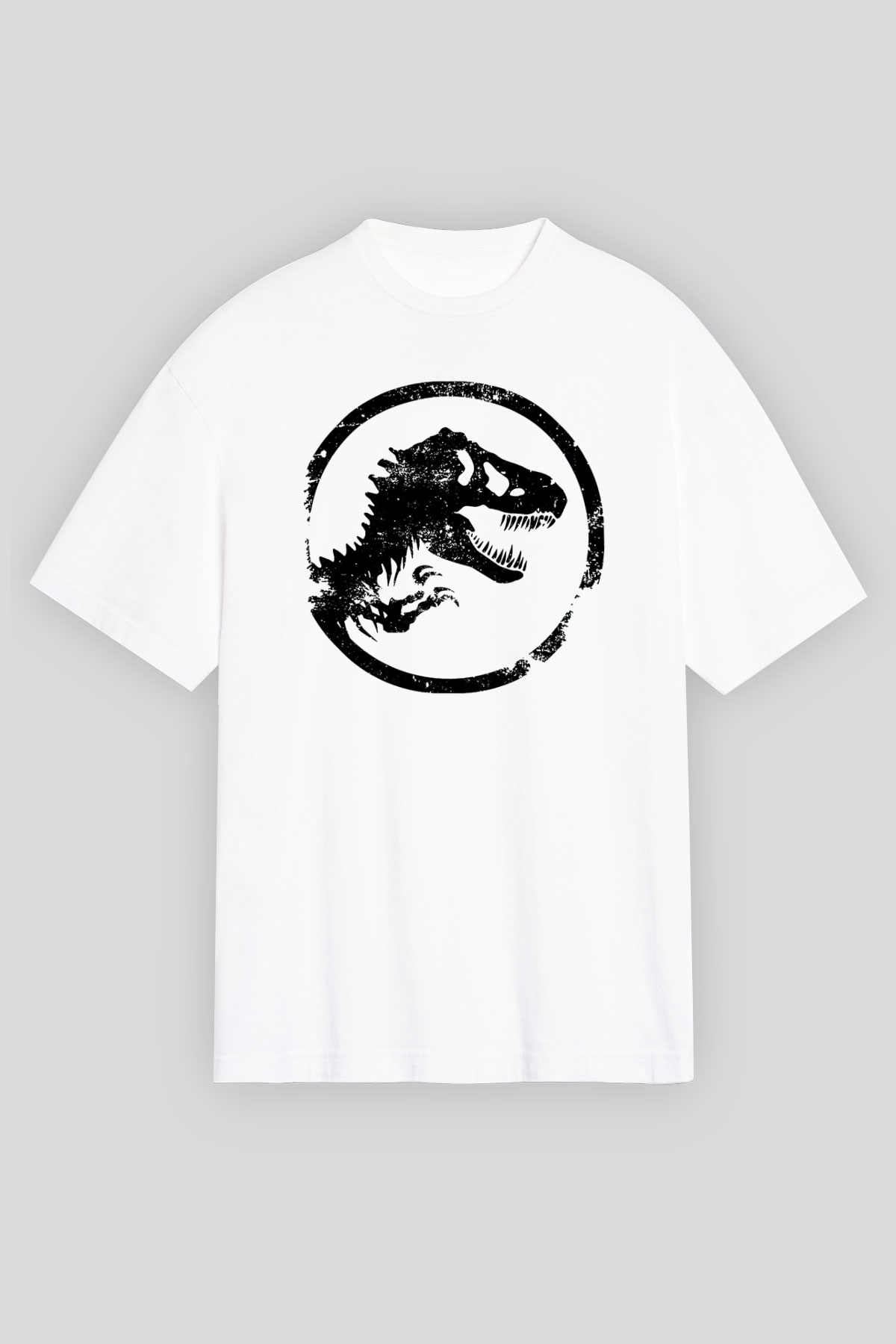 Jurassic Park Beyaz Unisex Oversize Tişört T-Shirt