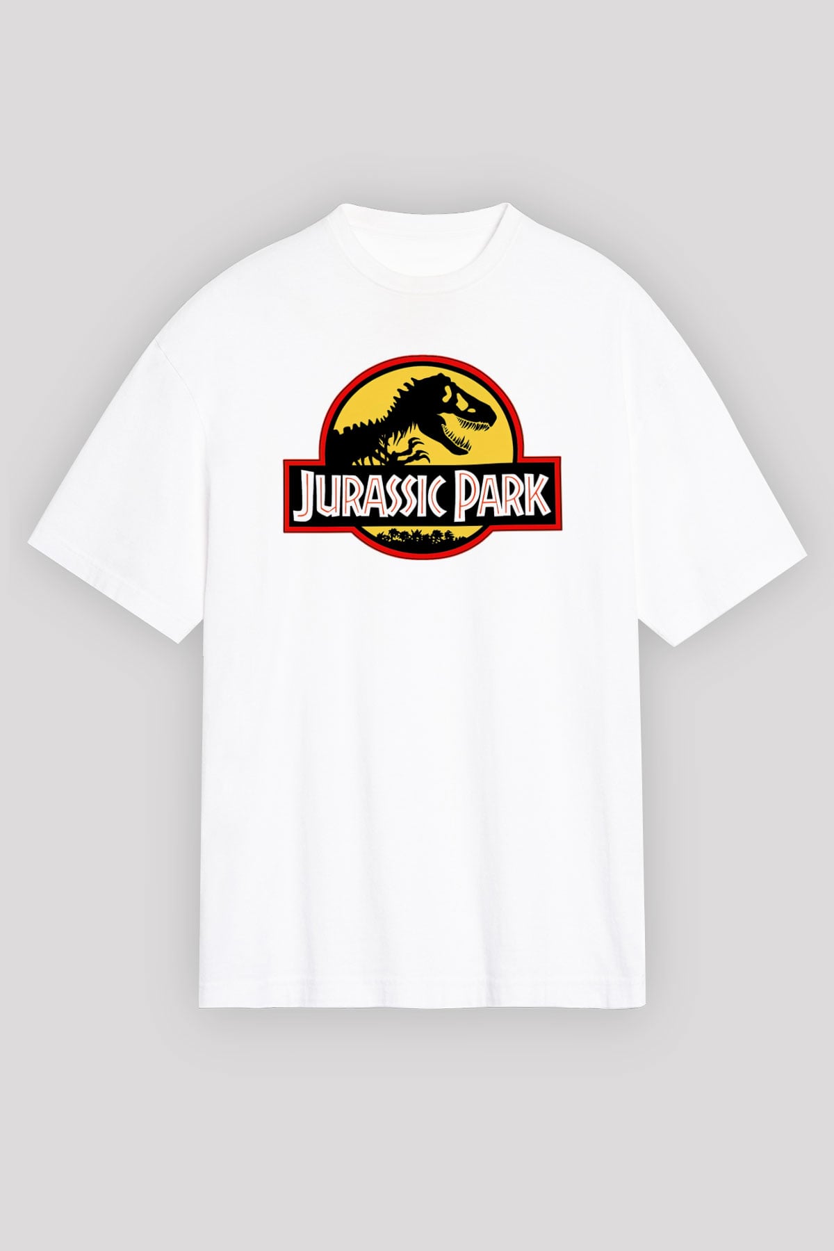 Jurassic Park Beyaz Unisex Oversize Tişört T-Shirt