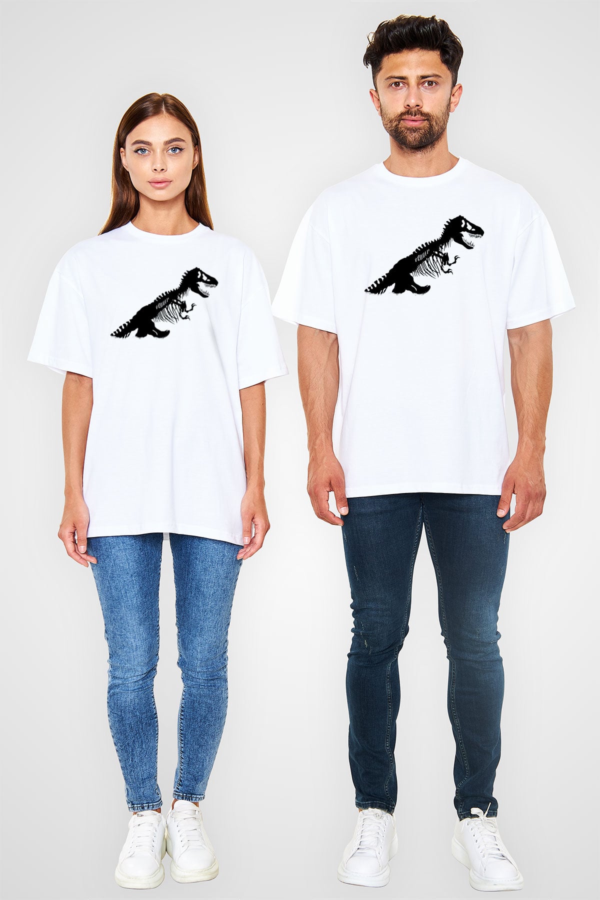 Jurassic Park Beyaz Unisex Oversize Tişört T-Shirt