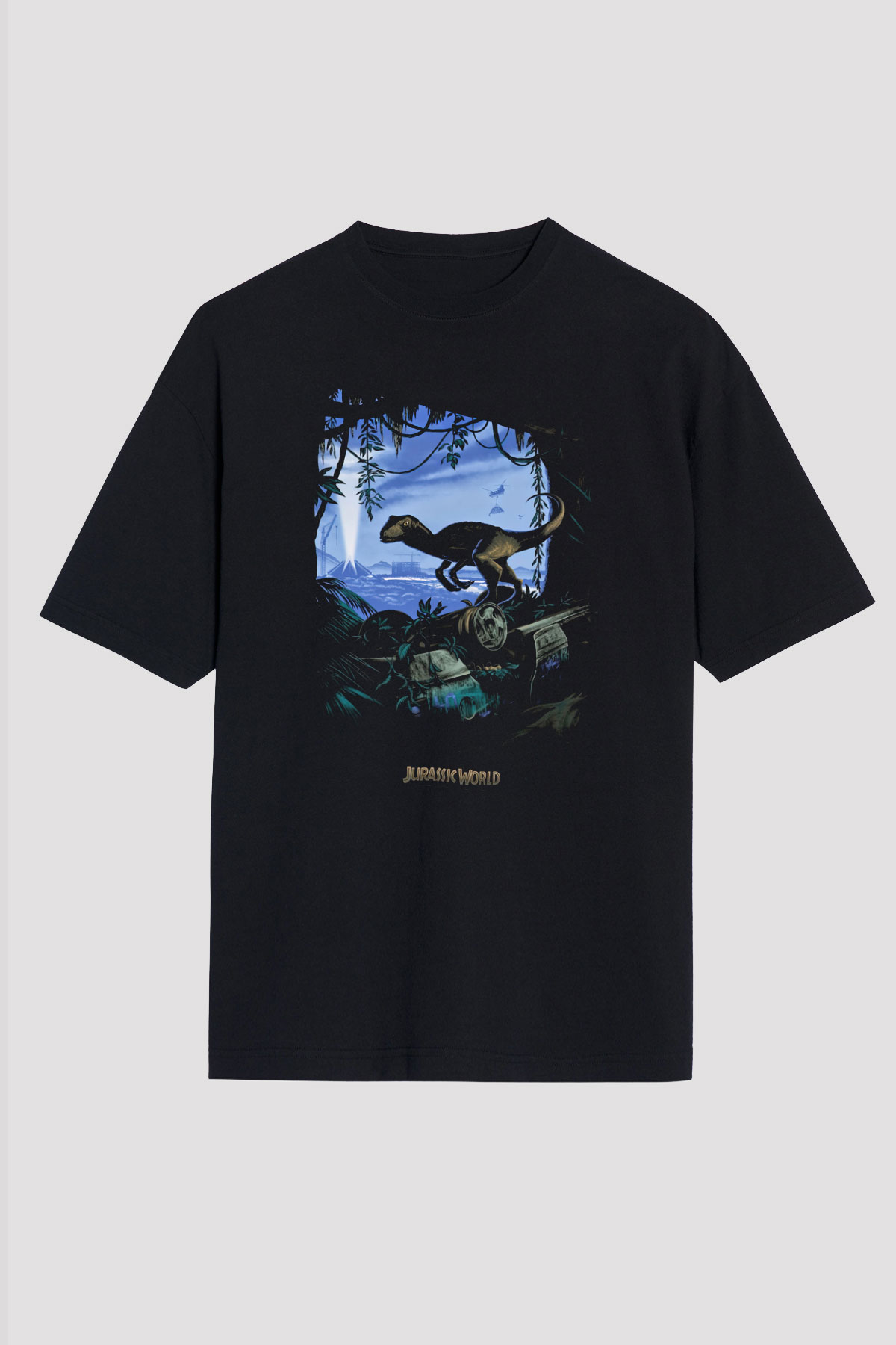 Jurassic Park Siyah Unisex Oversize Tişört T-Shirt