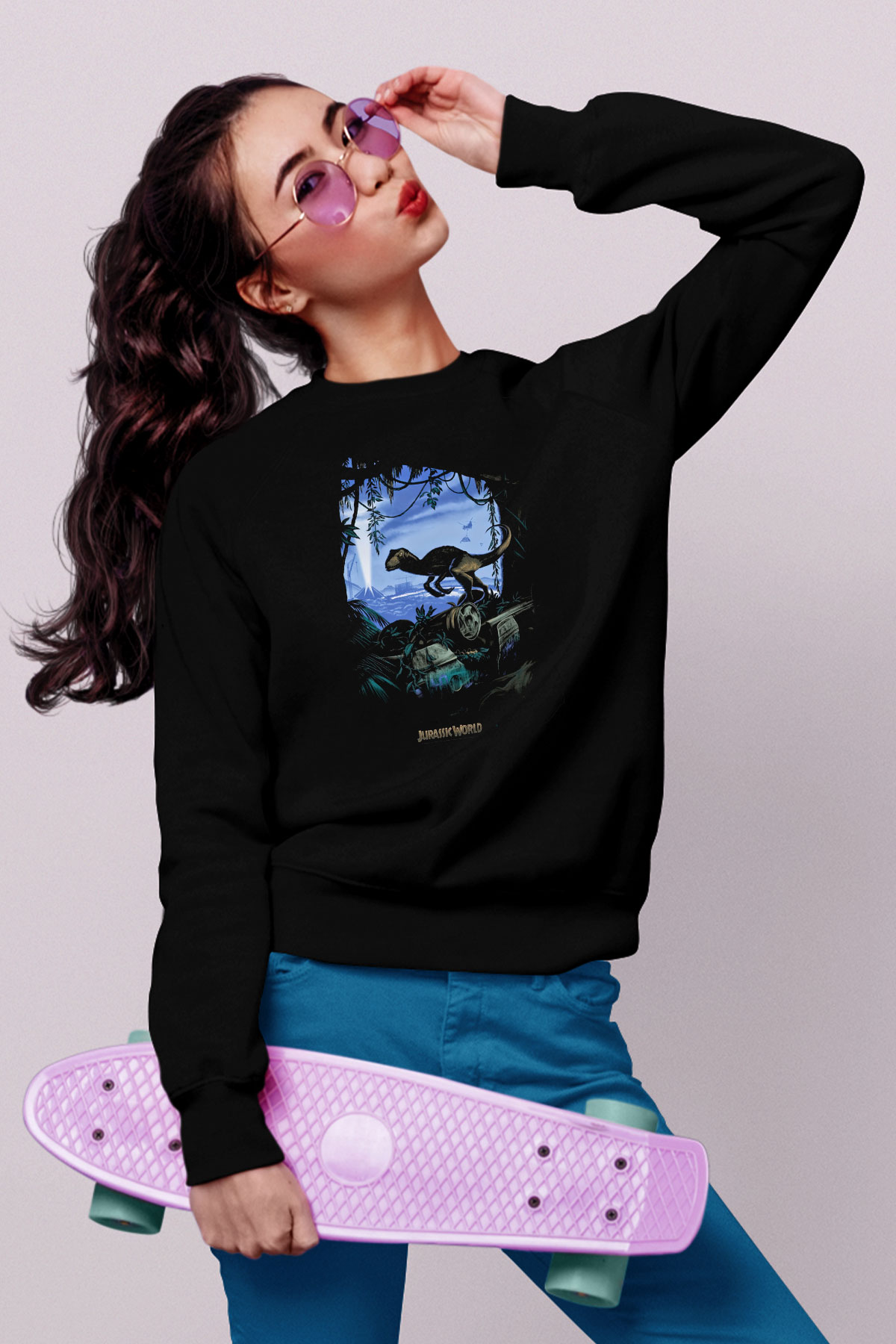 Jurassic Park Siyah Unisex Sweatshirt