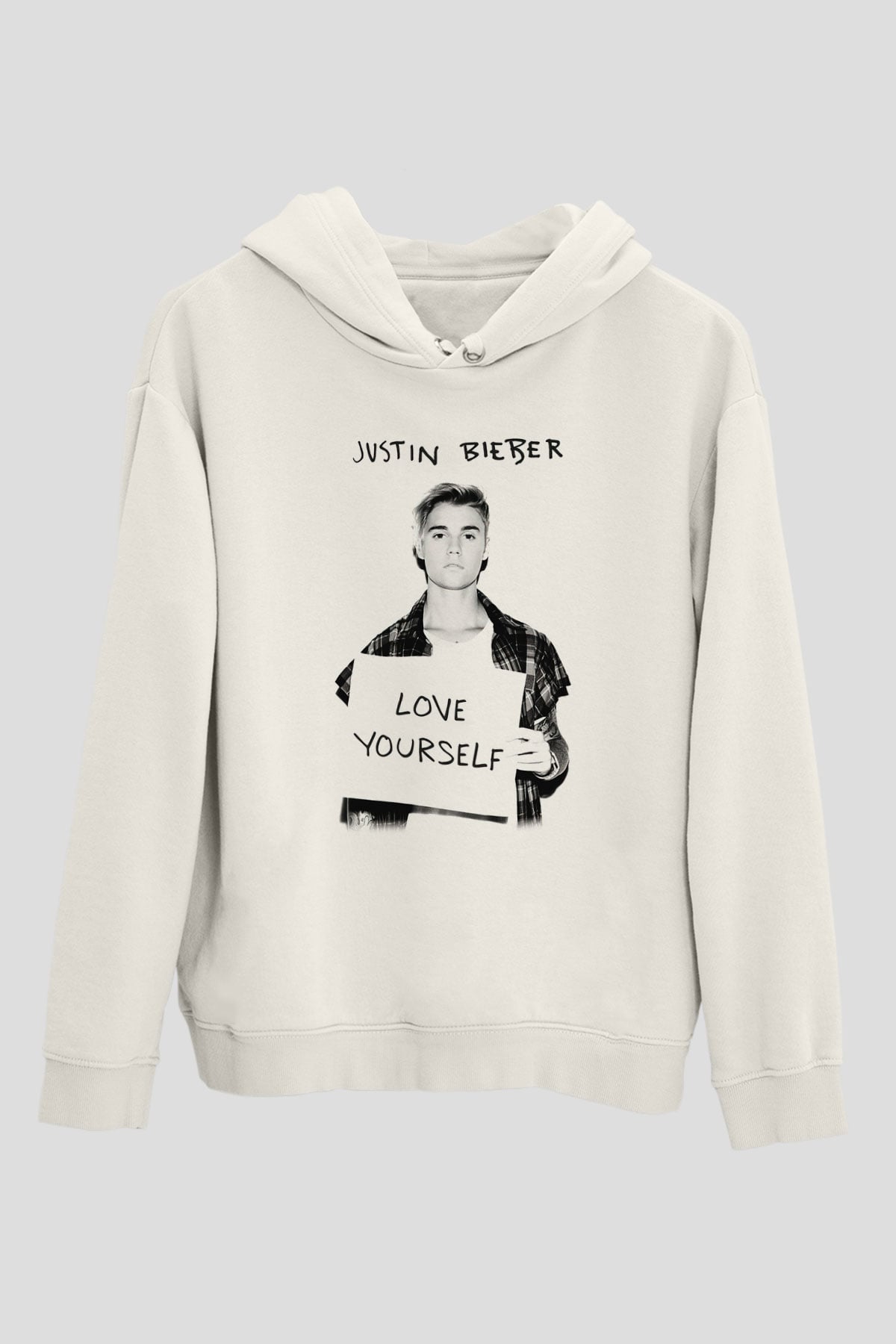 Justin Bieber Beyaz Unisex Kapşonlu Sweatshirt
