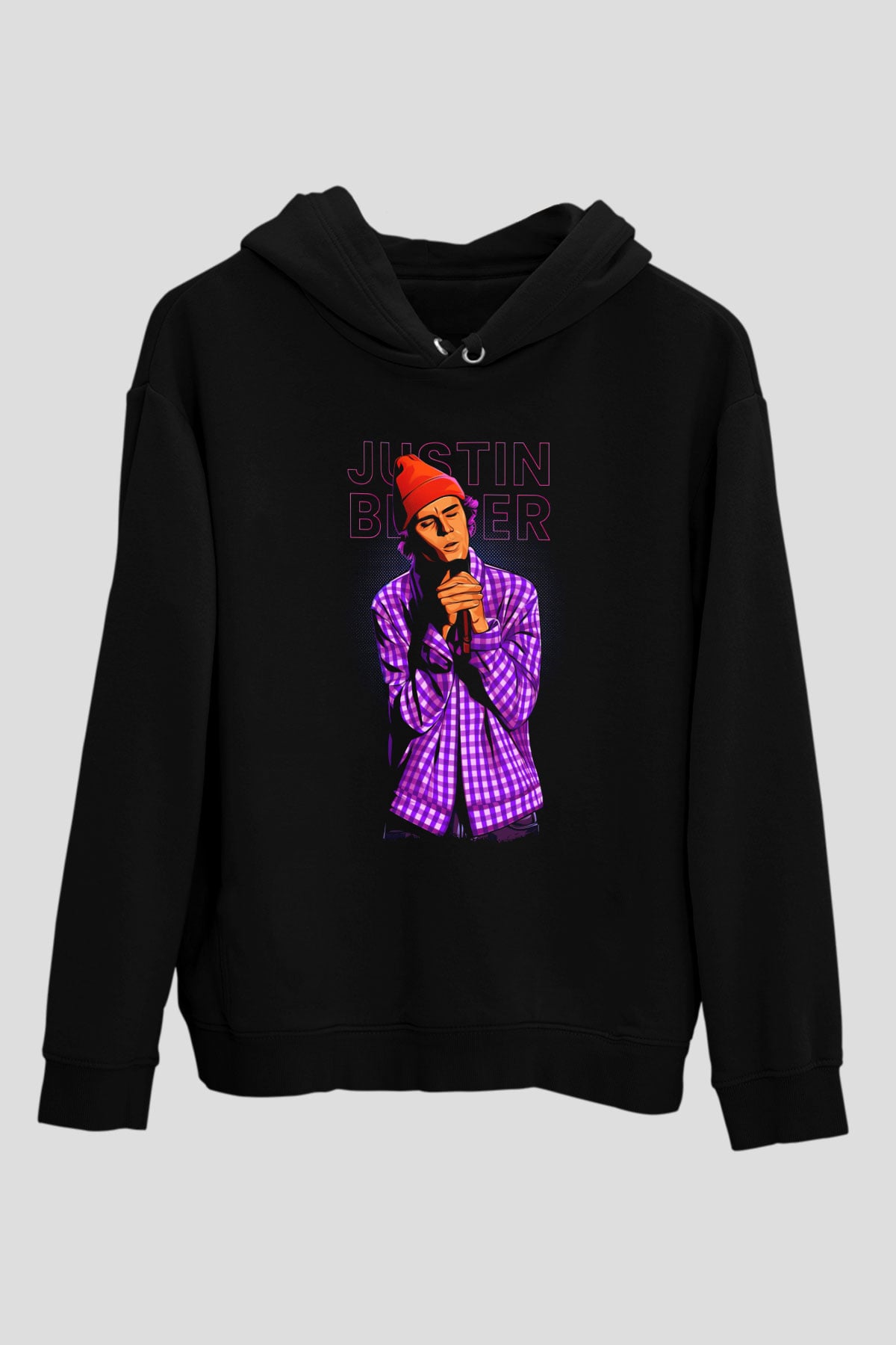 Justin Bieber Siyah Unisex Kapüşonlu Sweatshirt
