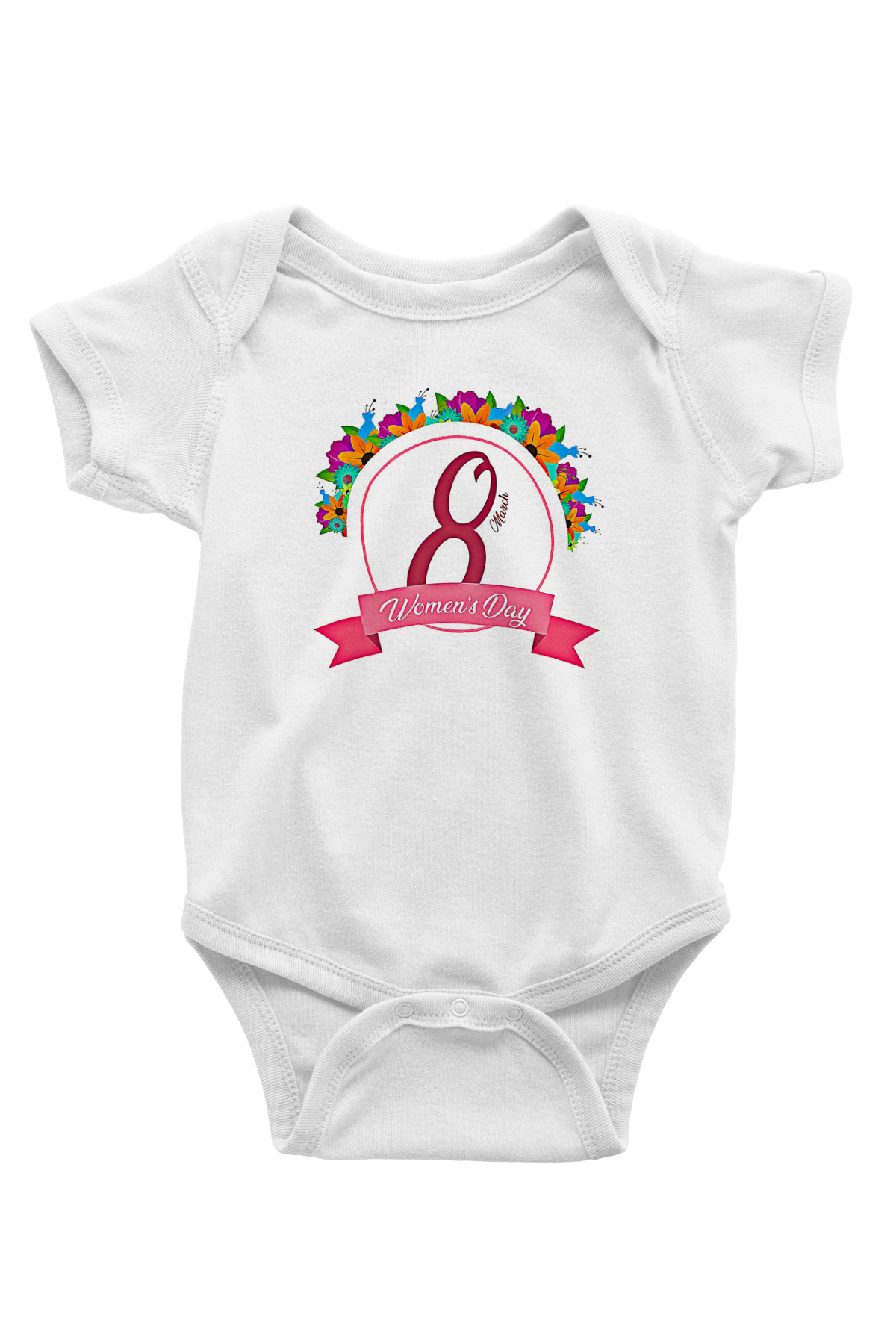 Kadınlar Günü Baskılı Beyaz Unisex Bebek Body - Zıbın