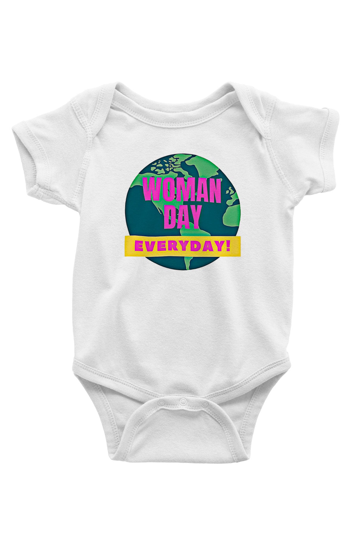 Kadınlar Günü Baskılı Beyaz Unisex Bebek Body - Zıbın