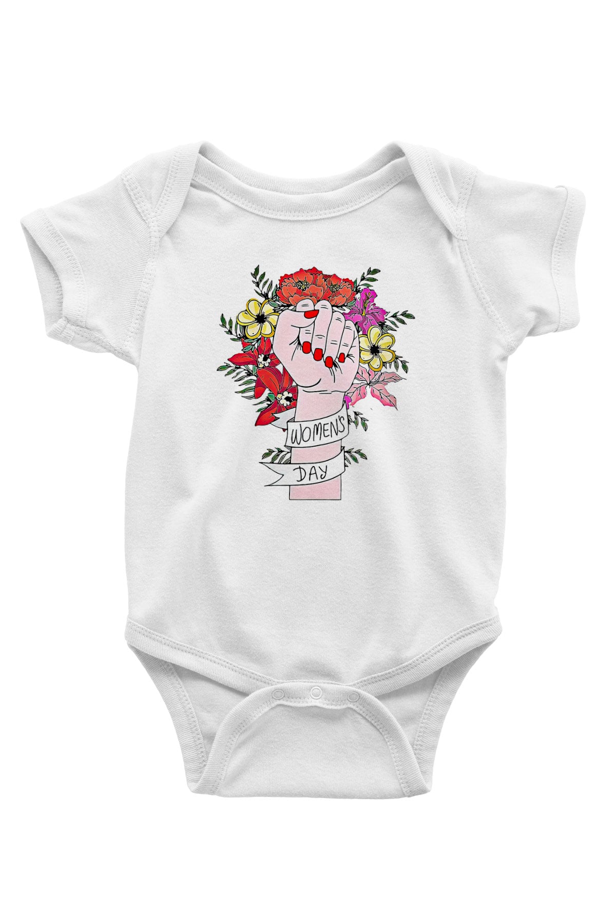 Kadınlar Günü Baskılı Beyaz Unisex Bebek Body - Zıbın