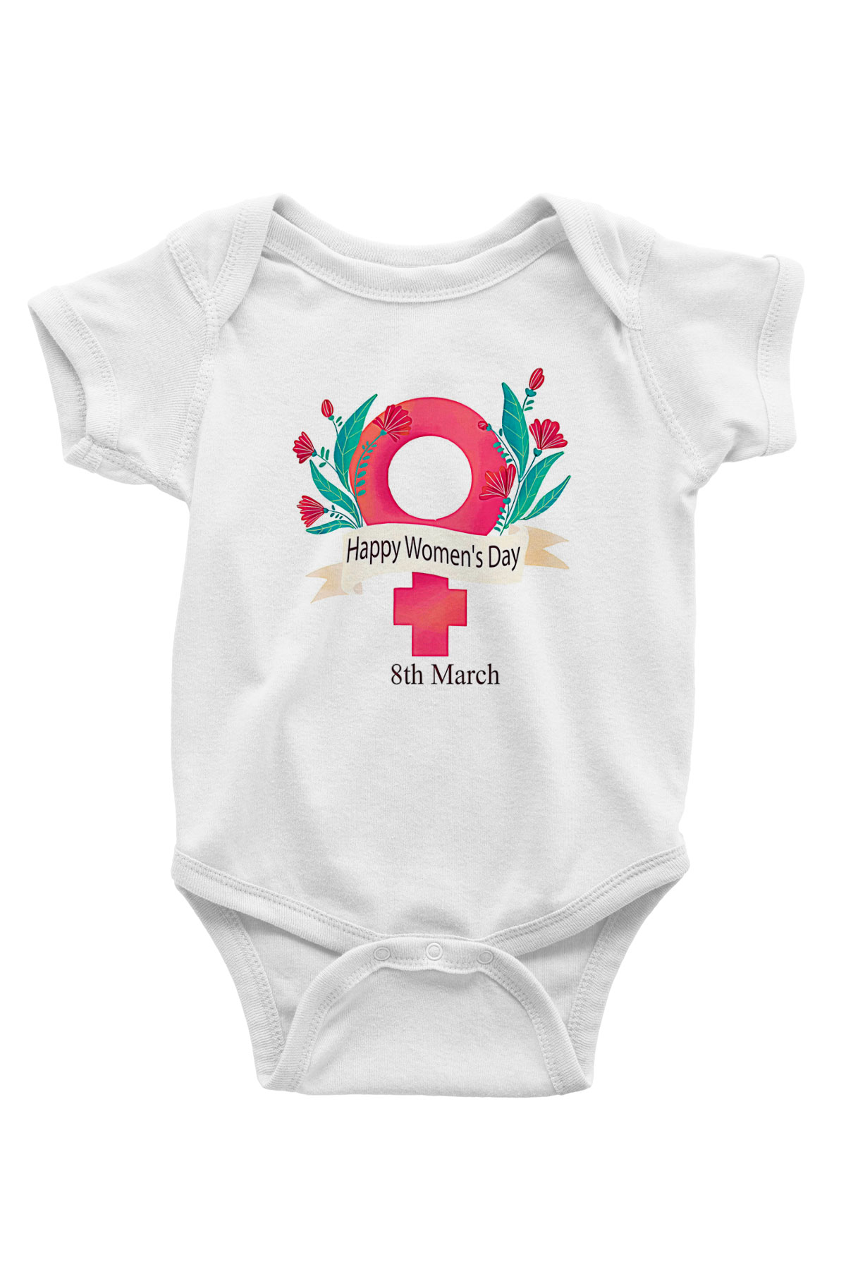 Kadınlar Günü Baskılı Beyaz Unisex Bebek Body - Zıbın