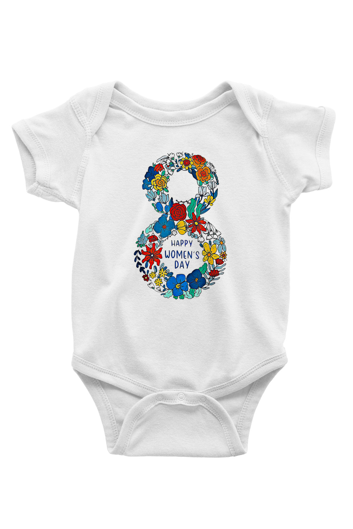 Kadınlar Günü Baskılı Beyaz Unisex Bebek Body - Zıbın