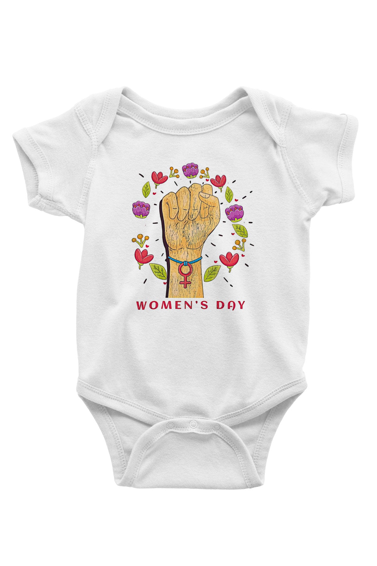 Kadınlar Günü Baskılı Beyaz Unisex Bebek Body - Zıbın