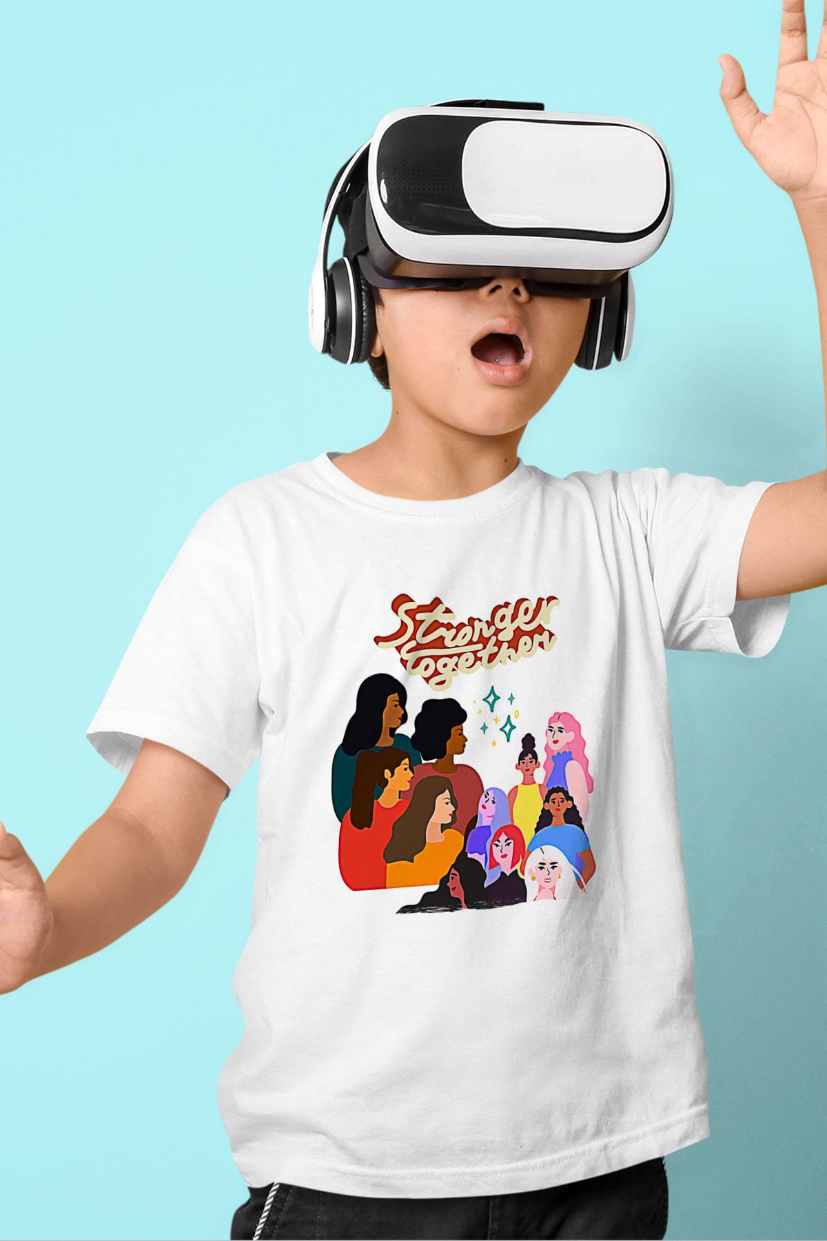 Kadınlar Günü Baskılı Beyaz Unisex Beyaz Çocuk Tişört - Tshirt