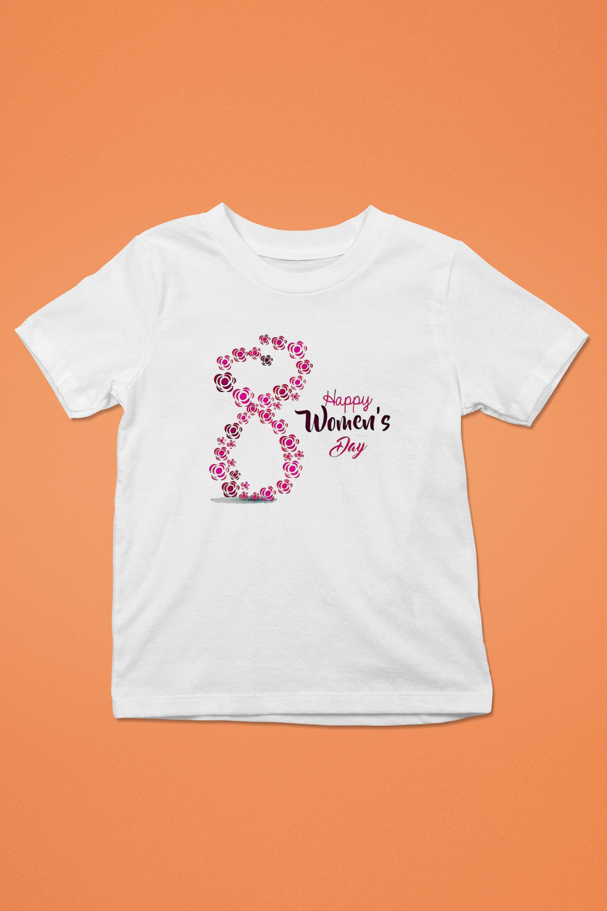 Kadınlar Günü Baskılı Beyaz Unisex Beyaz Çocuk Tişört - Tshirt