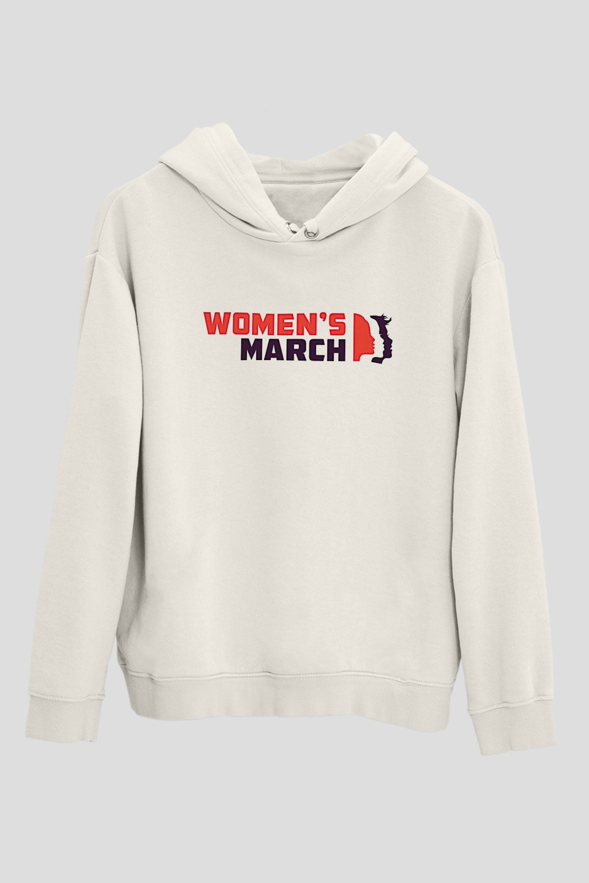 Kadınlar Günü Baskılı Beyaz Unisex Kapüşonlu Sweatshirt