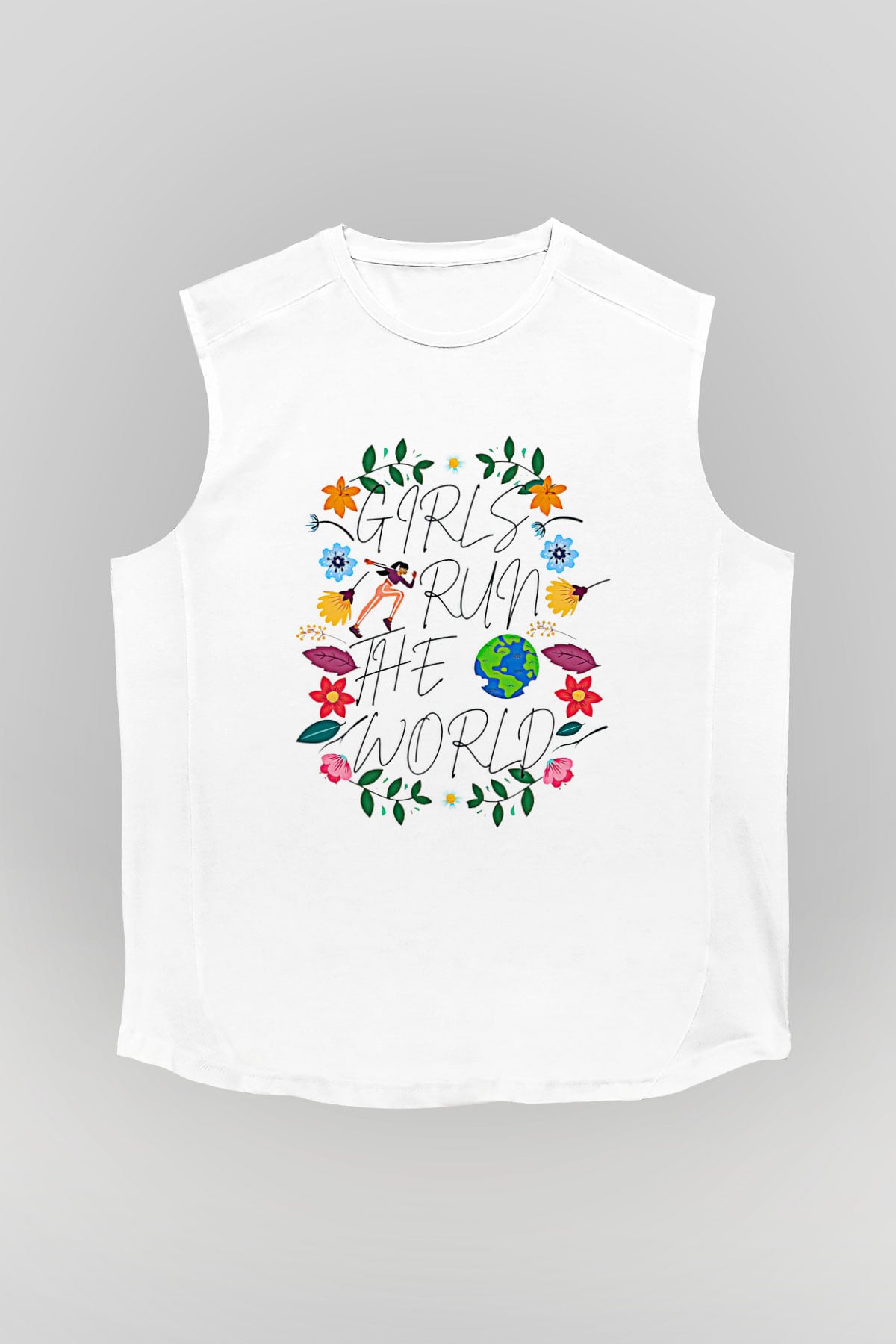 Kadınlar Günü Baskılı Beyaz Unisex Kolsuz Tişört - Tshirt