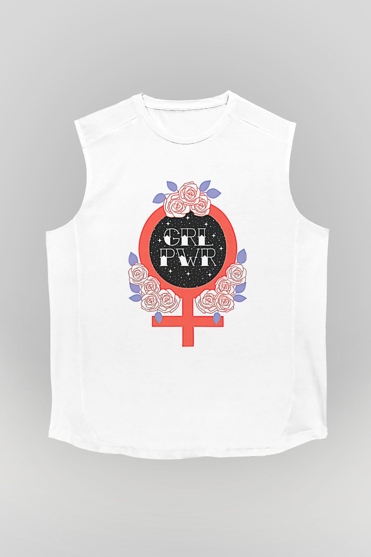 Kadınlar Günü Baskılı Beyaz Unisex Kolsuz Tişört - Tshirt