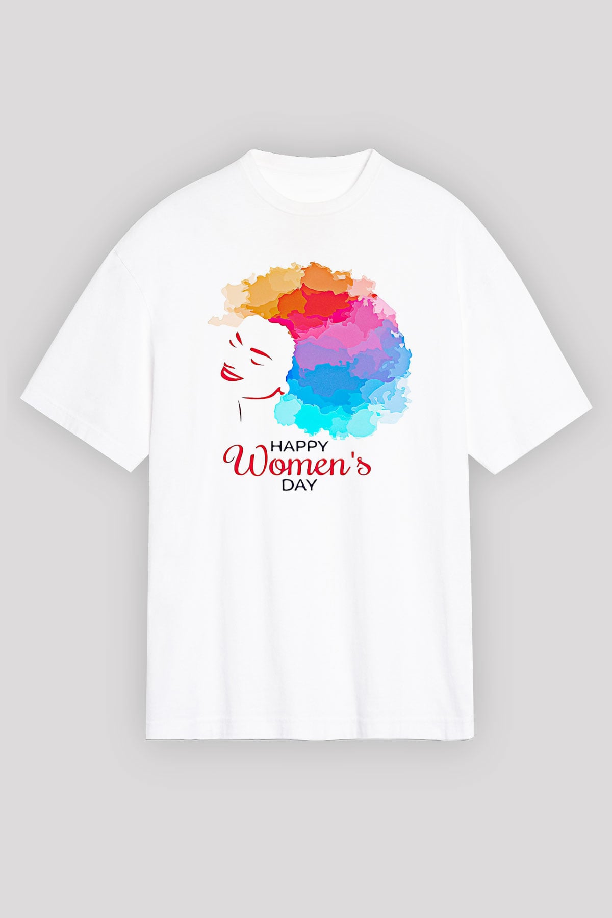 Kadınlar Günü Baskılı Beyaz Unisex Oversize Tişört - Tshirt