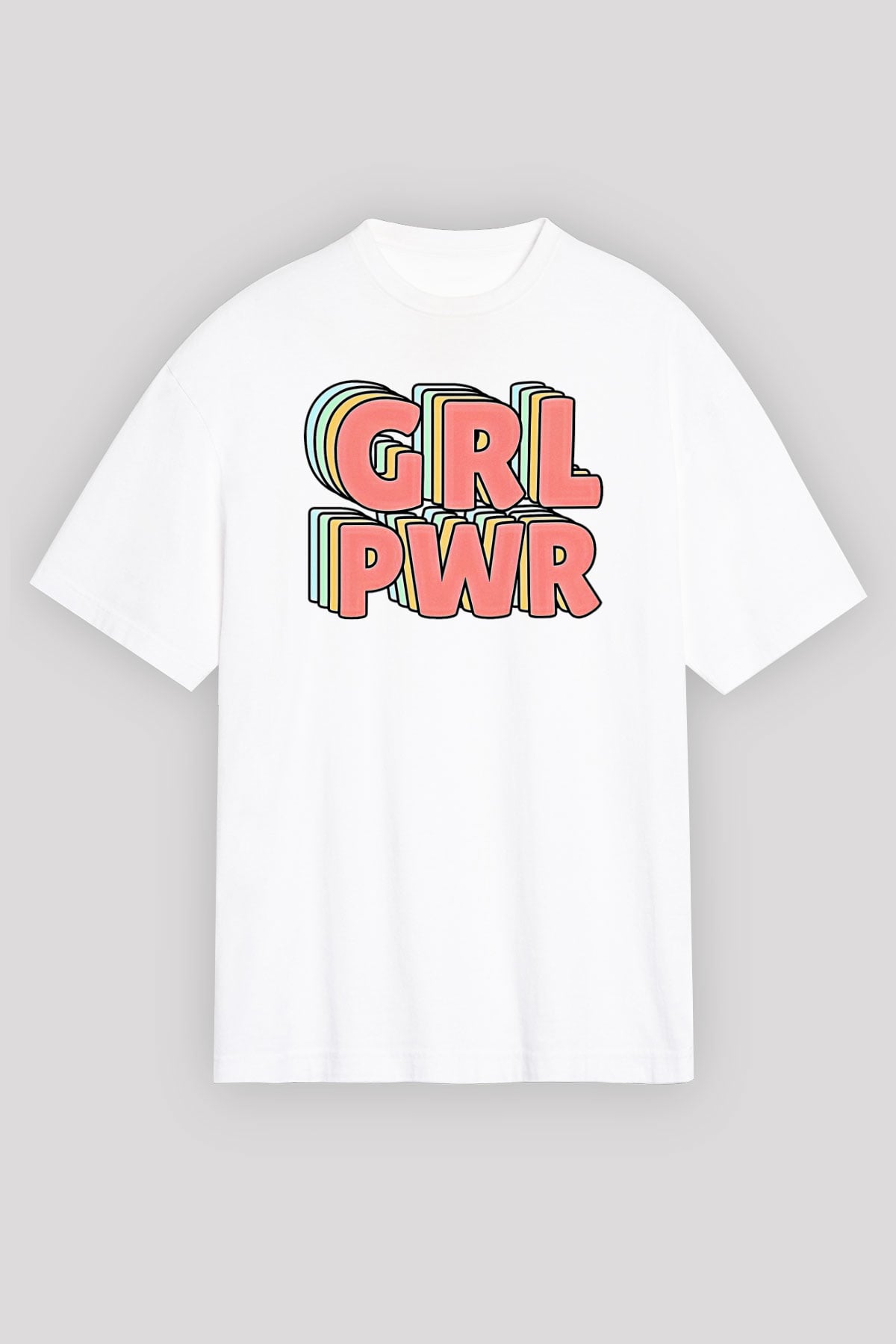 Kadınlar Günü Baskılı Beyaz Unisex Oversize Tişört - Tshirt