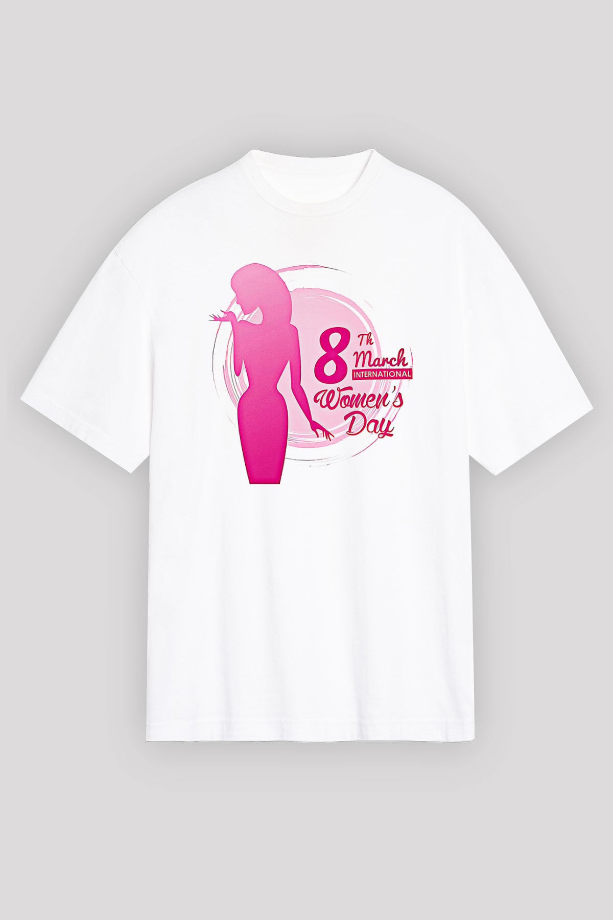 Kadınlar Günü Baskılı Beyaz Unisex Oversize Tişört - Tshirt