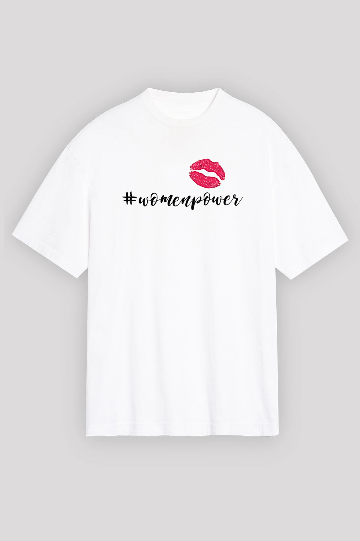 Kadınlar Günü Baskılı Beyaz Unisex Oversize Tişört - Tshirt